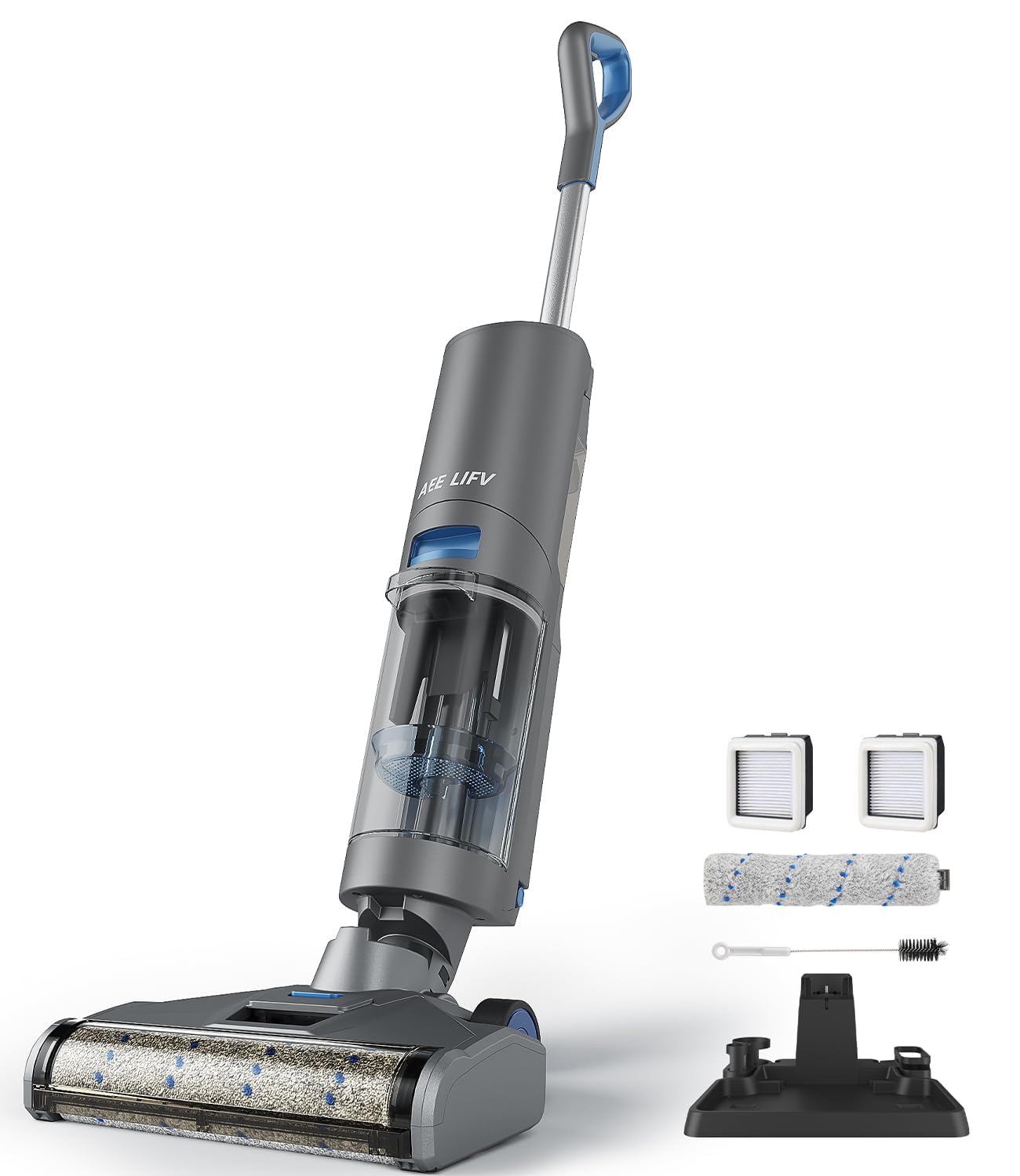 **3-in-1 Cordless Wet Dry Vacuum Mop Cleaner with Self-Cleaning System & HD Display – Multi-Surface Deep Cleaning for Hardwood, Tile & Carpet – Perfect for Pet Hair, Sticky Messes & Home Cleaning (Grey)**