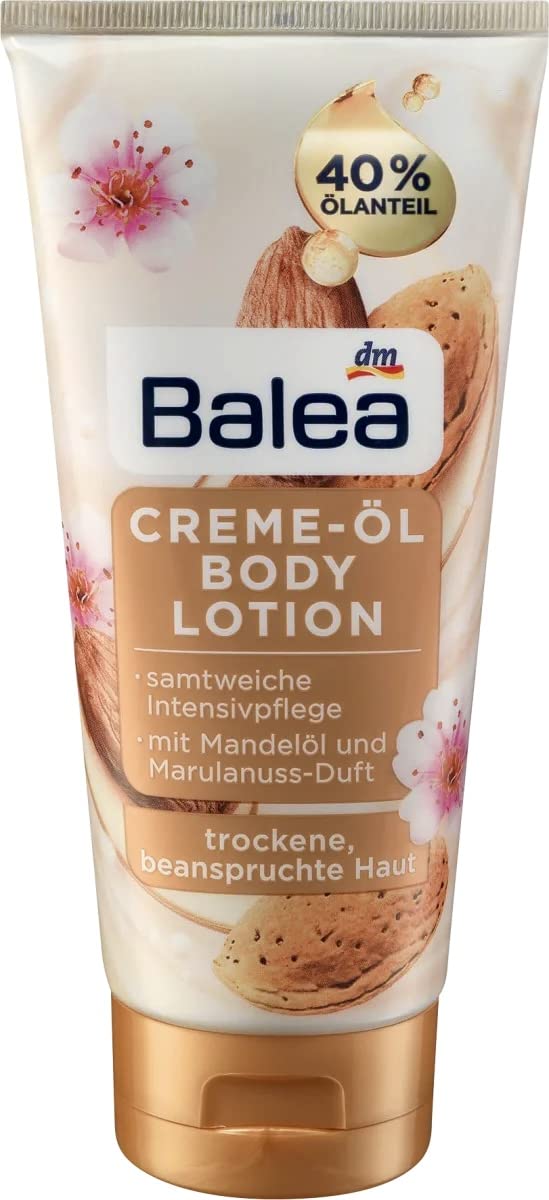 Balea Cream Oil Body Lotion with Almond Oil - 200ml | Ultra Hydrating & Nourishing Moisturizer for Dry Skin - Perfect for Daily Use & After Shower Care