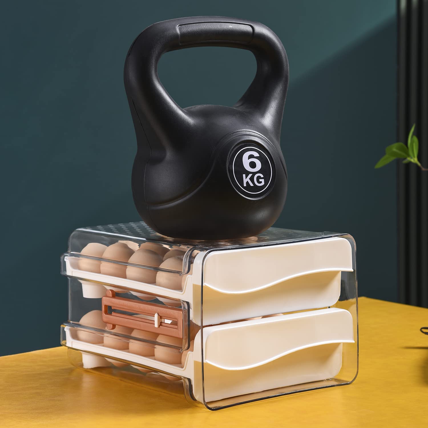 Sooyee 32-Capacity Refrigerator Egg Holder with Time Scale, 2-Drawer Egg Storage Container & Organizer - Perfect for Kitchen Fridge Organization & Fresh Egg Storage