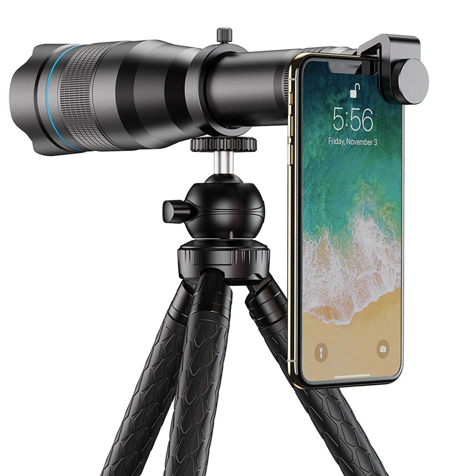 High Power 60X Zoom Monocular Telescope with Phone Clip, Tripod & Storage Bag - HD Optics for Bird Watching, Camping, Hiking & Outdoor Adventures