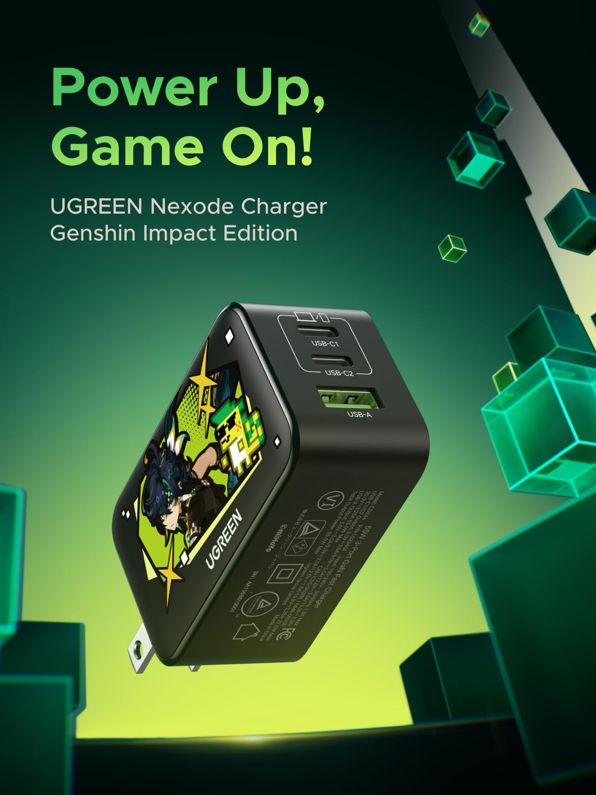 UGREEN Nexode 100W USB C Fast Charger Genshin Impact Limited Edition - Perfect for Gaming, Travel & Work