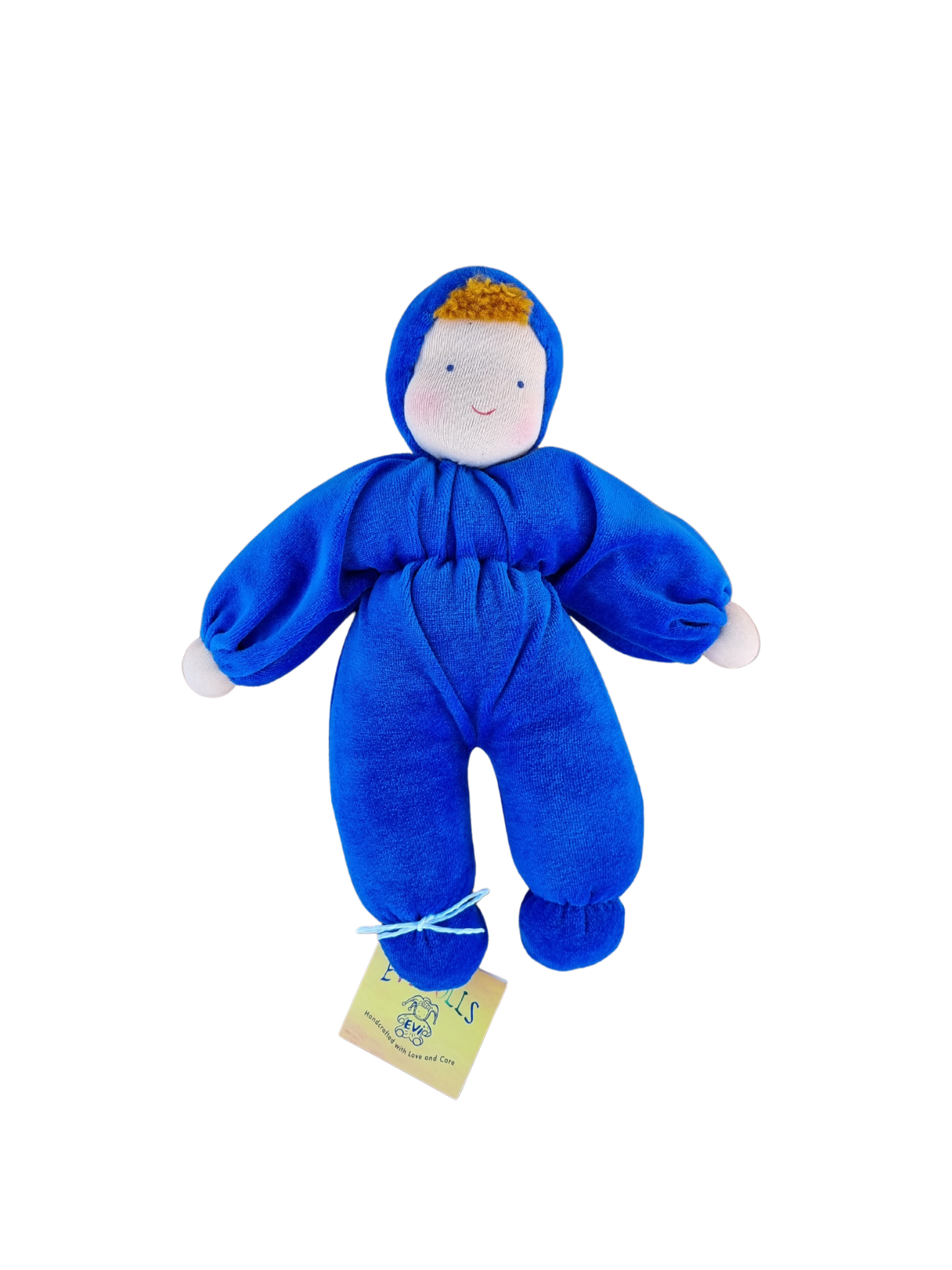 Handmade Evi Cuddle Baby Doll - Soft Plush Dark Blue Stuffed Animal Toy for Newborns & Toddlers | Perfect Nursery Decor, Gift & Cuddling Companion