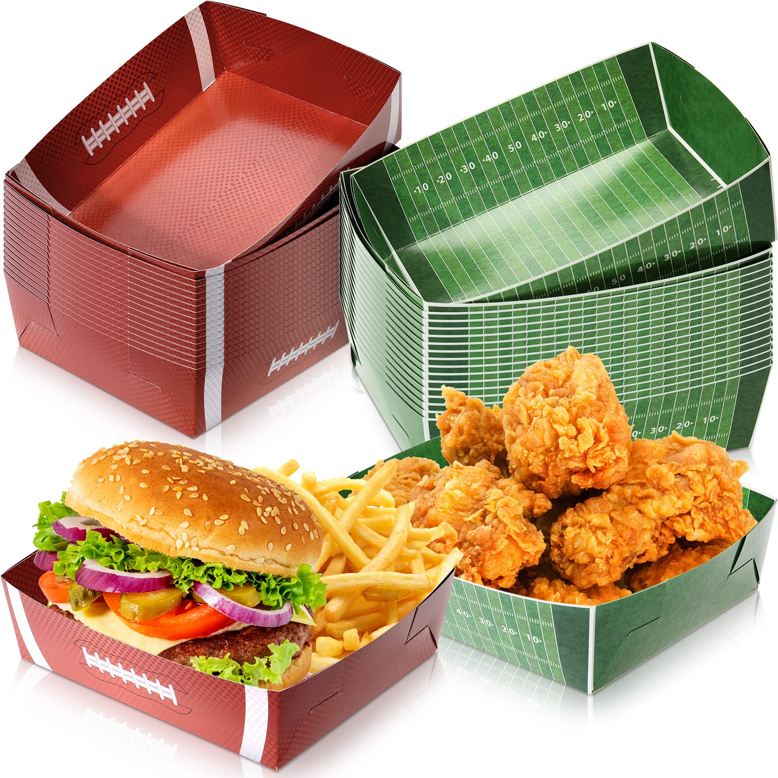 Sawysine 36 Pack Large Football Plates - 5lb Disposable Paper Serving Trays for Nachos, Snacks & Food - Perfect for Football Parties, Carnivals, Birthday Decorations & Game Day Gatherings
