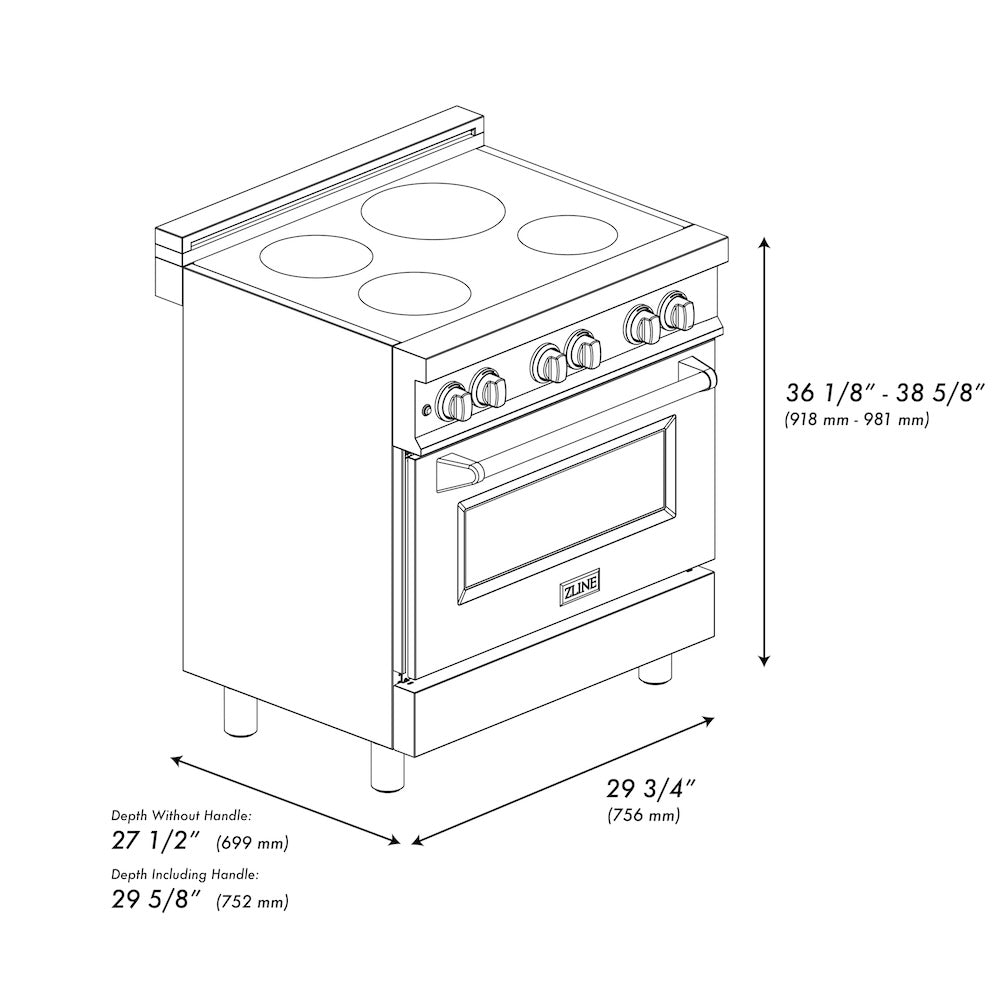 ZLINE 30 Inch 4.0 cu ft Legacy Induction Range with 4 Element Cooktop & Electric Oven - Satin Stainless Steel with White Matte Door (RAINDS WM 30) | Perfect for Modern Kitchens, Home Chefs & Professional Cooking