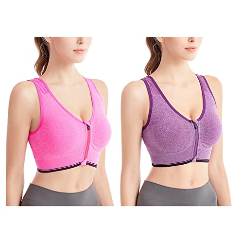 Plus Size Zip Front Sports Bra - High Impact Yoga & Fitness Activewear for Women