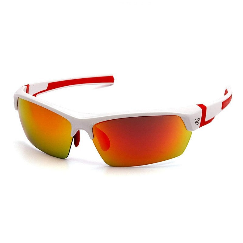 Pyramex Sky Red Mirror Anti-Fog Sunglasses with White Red Frame - UV Protection for Outdoor Sports, Running, Cycling & Driving