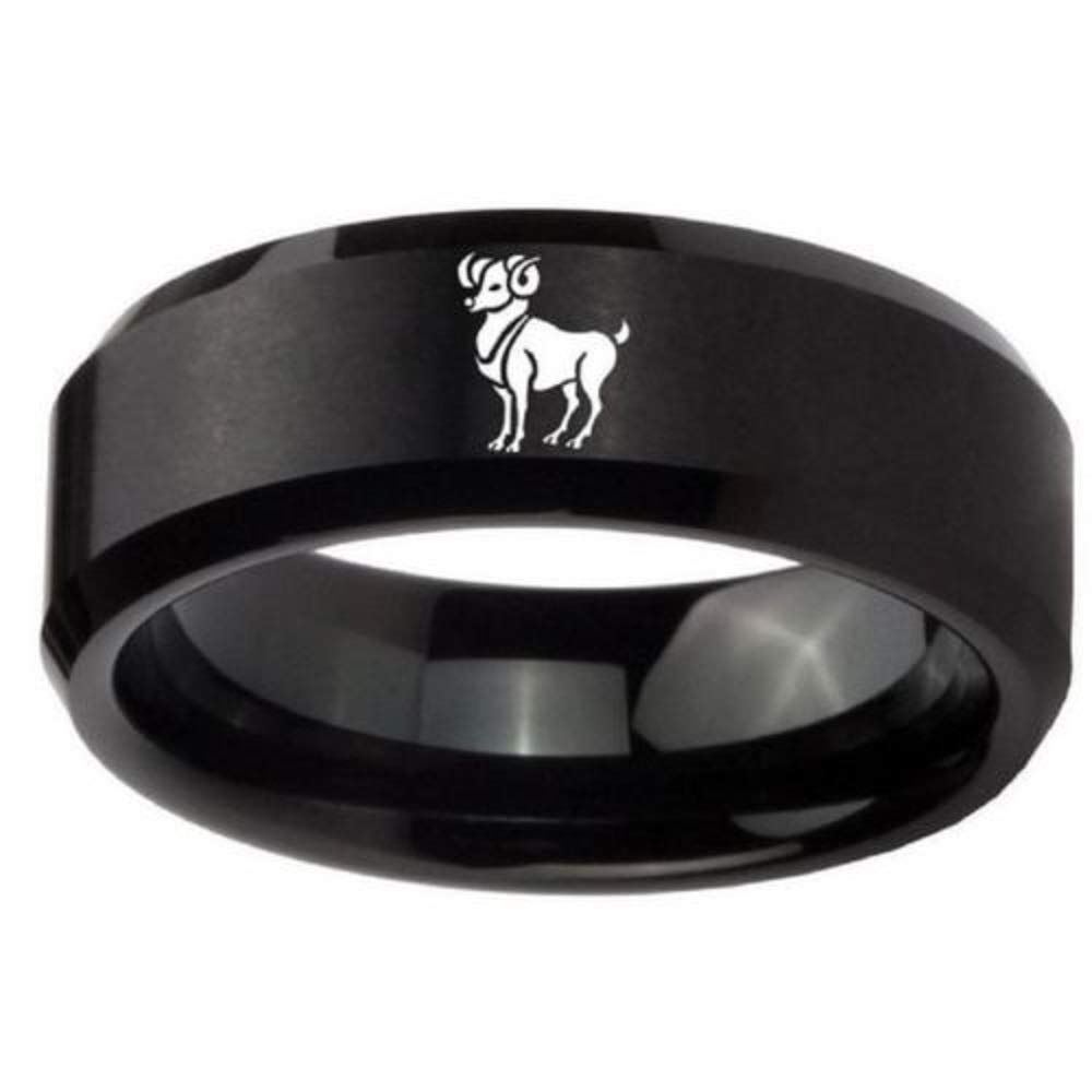 FlyStarJewelry Black Titanium Steel Couple Rings - Zodiac Constellation Matching Bands for Men & Women | Perfect Anniversary Gift & Romantic Jewelry for Couples