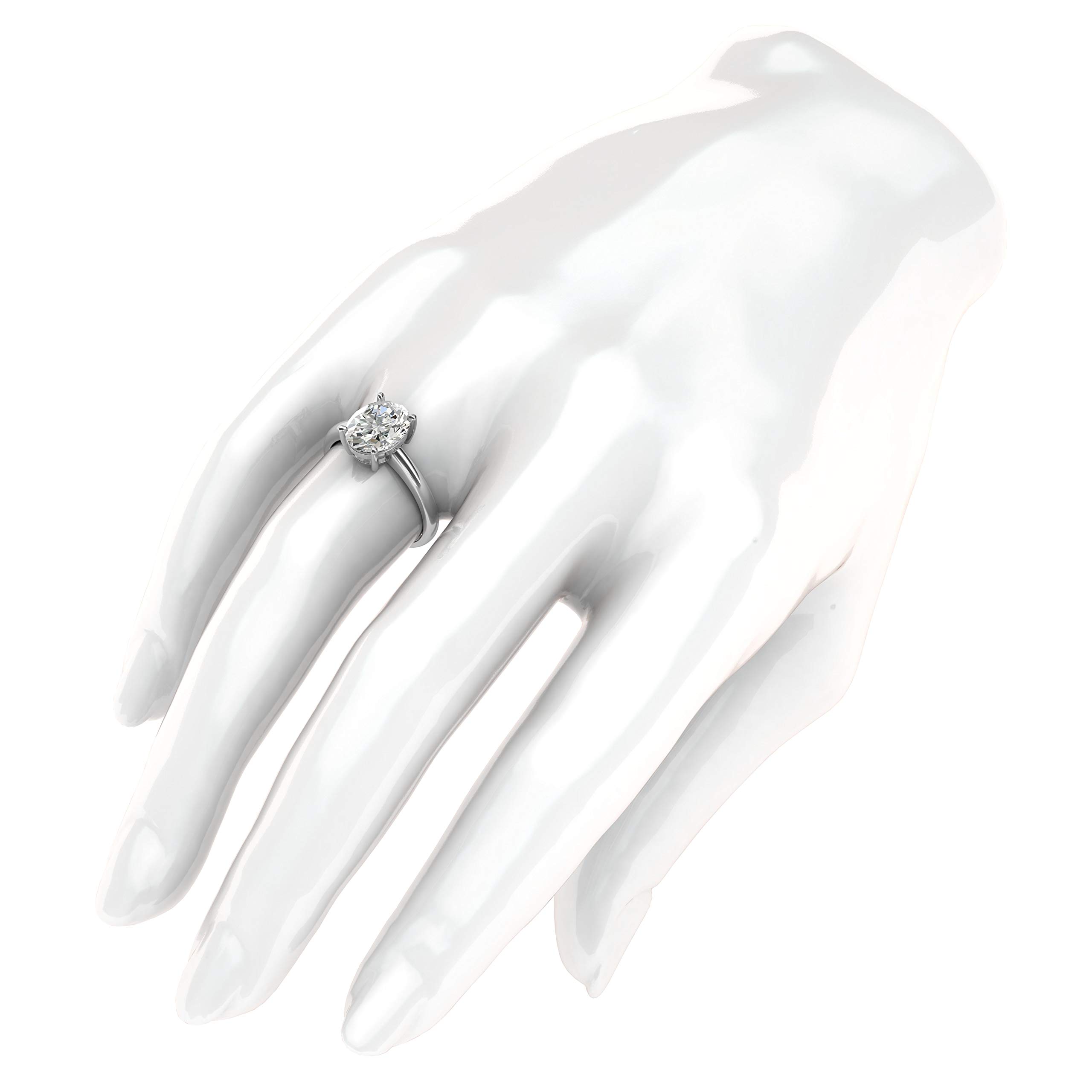 10K White Gold 8x10mm Oval-Cut Simulated Diamond Engagement Ring - Domed Wedding Band, Promise Ring for Women - Perfect for Proposals, Anniversaries & Bridal Jewelry Gifts