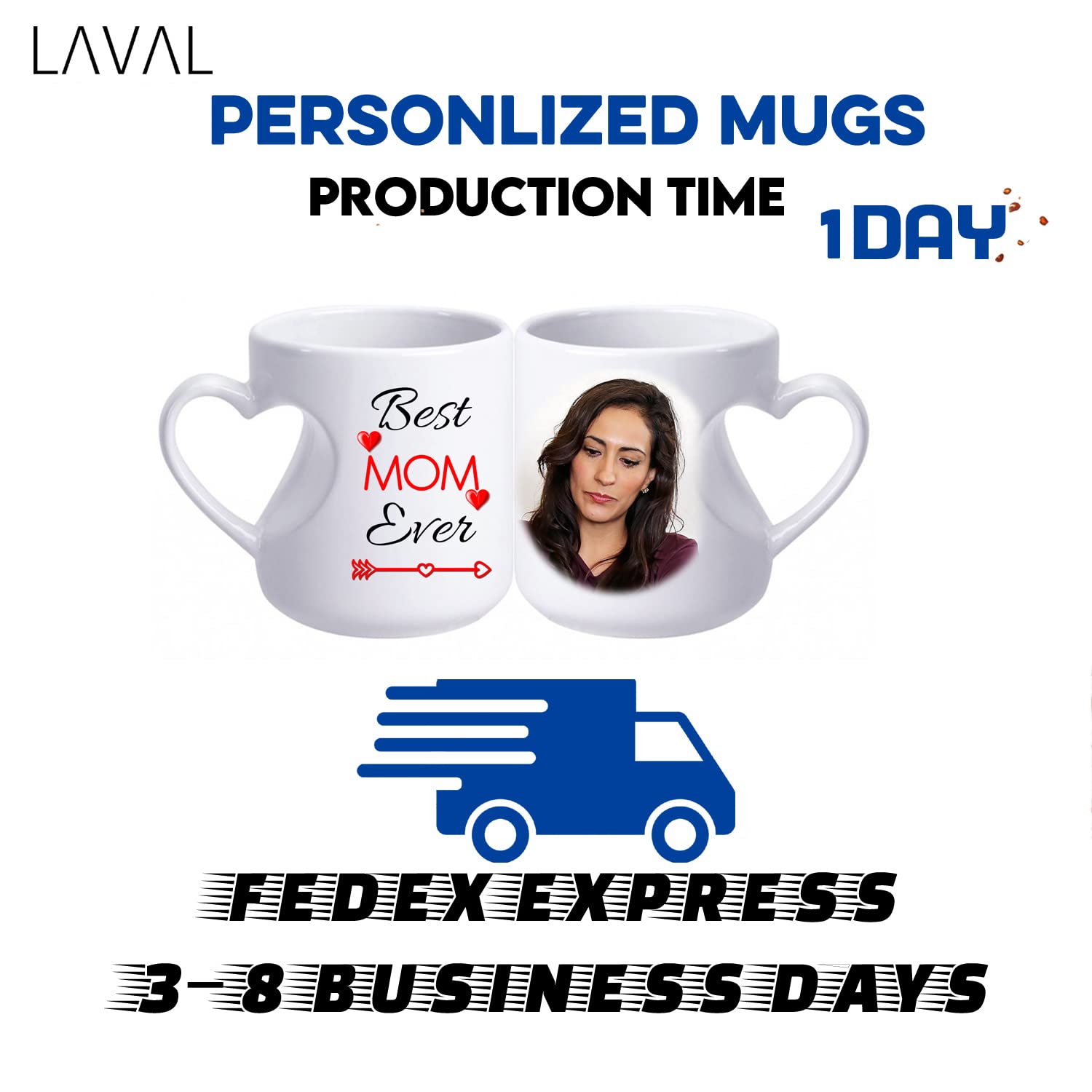 Custom Personalized Mother's Day Coffee Mug - Best Mom Ever Ceramic Mug with Photo - Heart Shaped Gift for Mom Birthday, Valentine's Day - Perfect for Coffee, Tea & Hot Chocolate at Home or Office