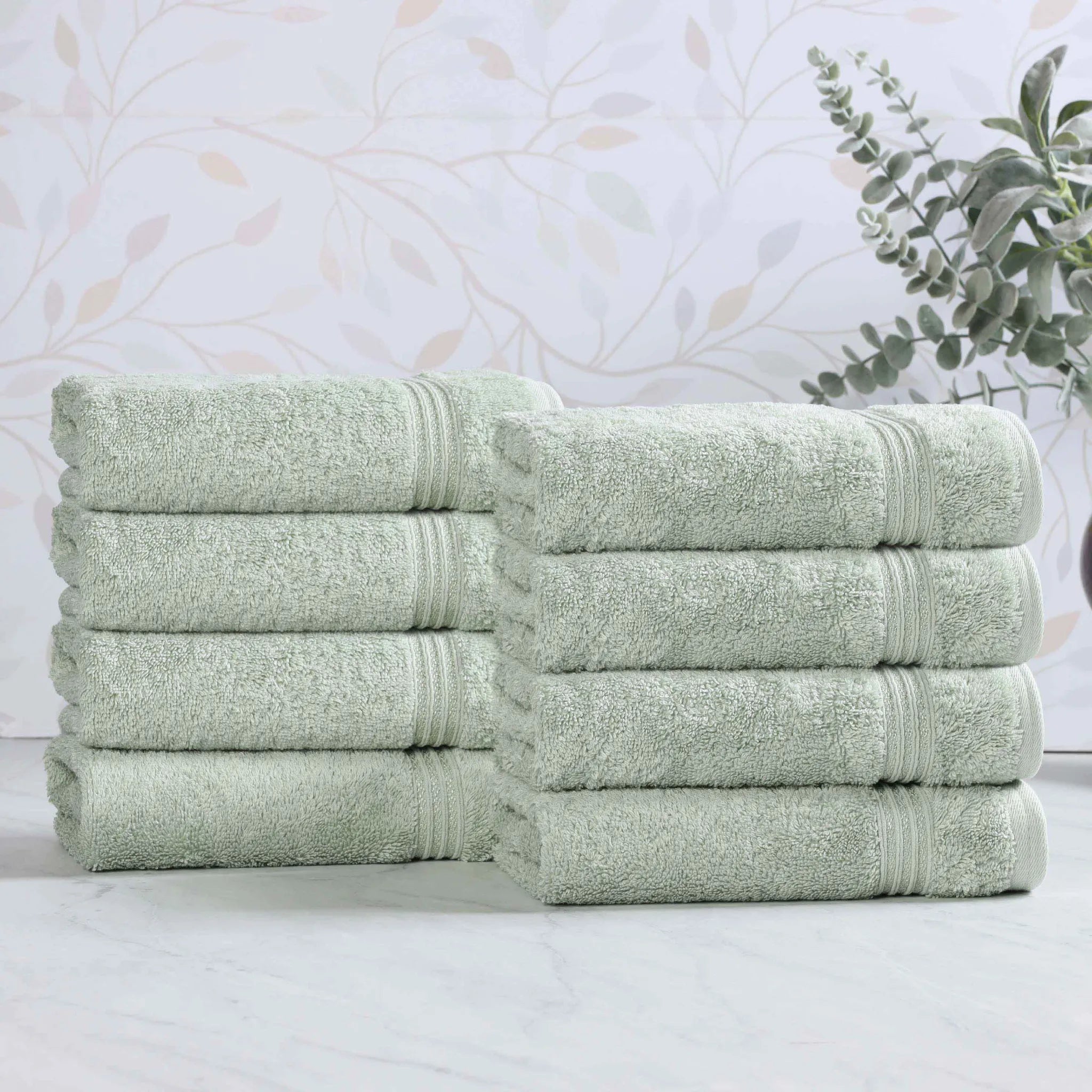 Premium 100% Egyptian Cotton Plush Hand Towels - Ultra Soft & Absorbent Bath Towel Set of 8 for Bathroom, Kitchen & Spa Luxury (24x16 Inches)