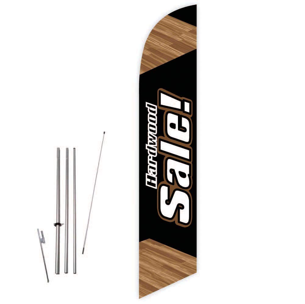 Hardwood Feather Flag with Pole Kit - Black/Brown for Outdoor Events