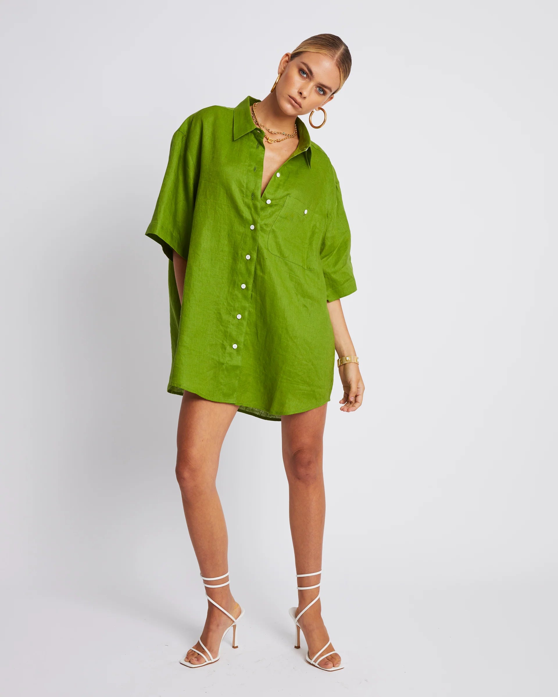 Big Olive Shirt for Men - Comfortable Oversized Casual Button-Up Shirt - Perfect for Relaxing at Home or Outdoor Adventures