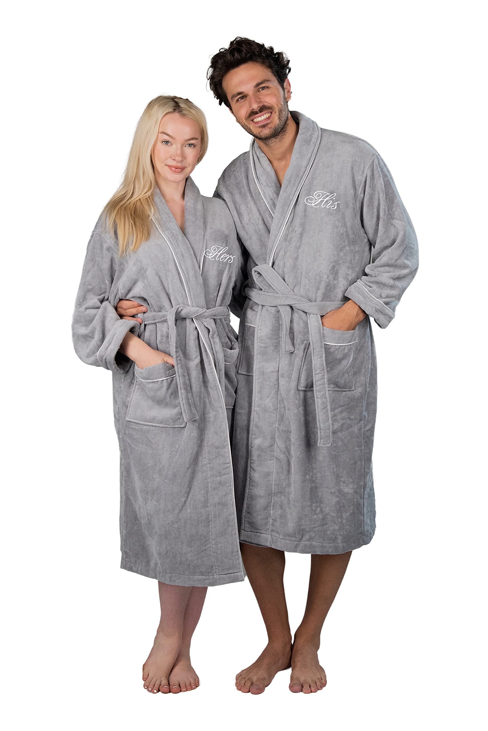 His and Hers Robes Gift Set - 2 Piece Couples Velour Robes with Gift Box | Soft Luxurious Matching Bathrobes for Anniversary, Wedding, Valentine's Day Gifts | Perfect for Spa Nights, Romantic Getaways & Cozy Home Relaxation