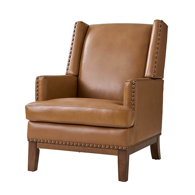 Genuine Leather Mid Century Modern Accent Chair - Rosa Design for Living Room, Office & Lounge - Stylish & Comfortable Seating