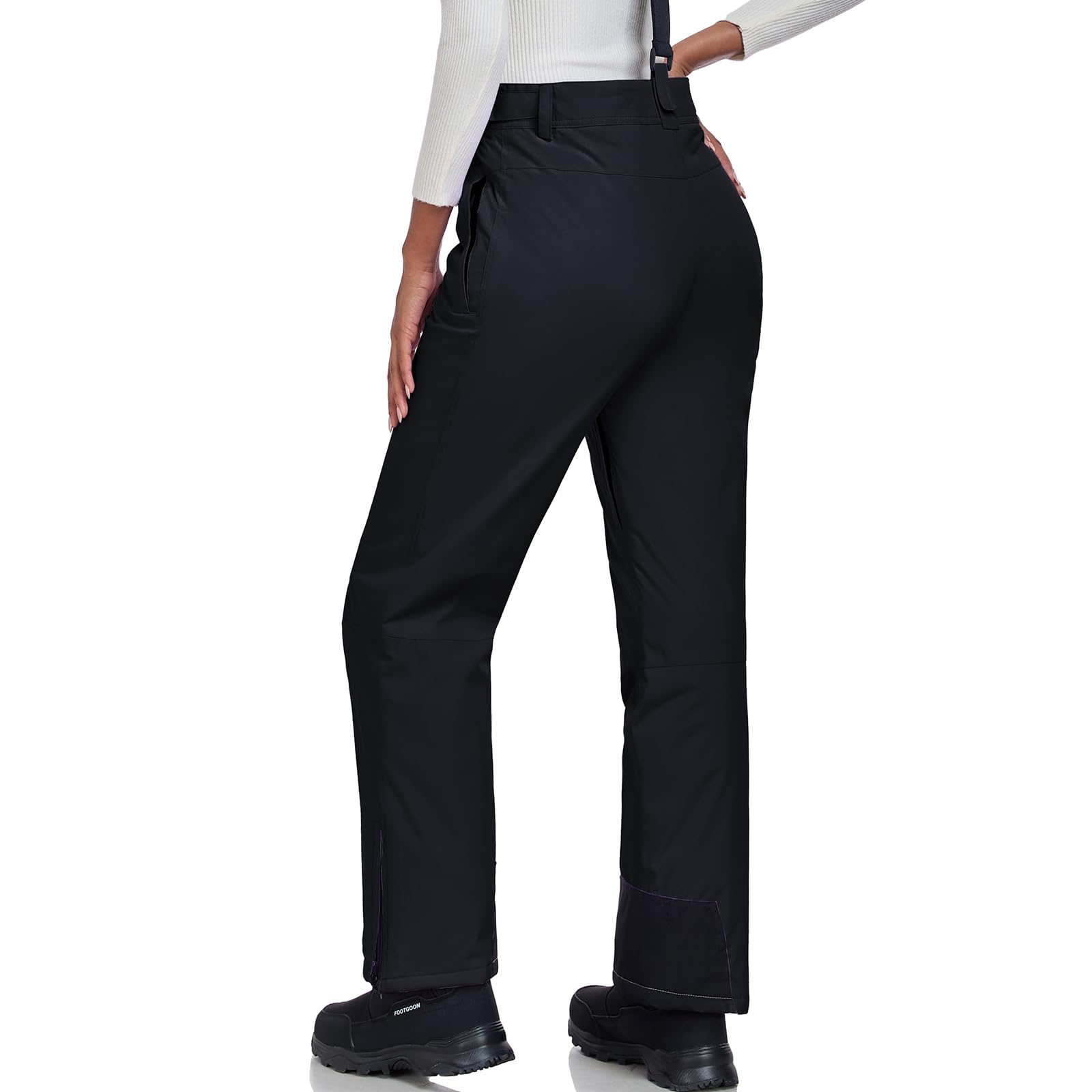 Women's Insulated Waterproof Snow Ski Pants with Detachable Suspenders - Winter Warm Snowboard Bibs for Outdoor Skiing & Snowboarding Adventures