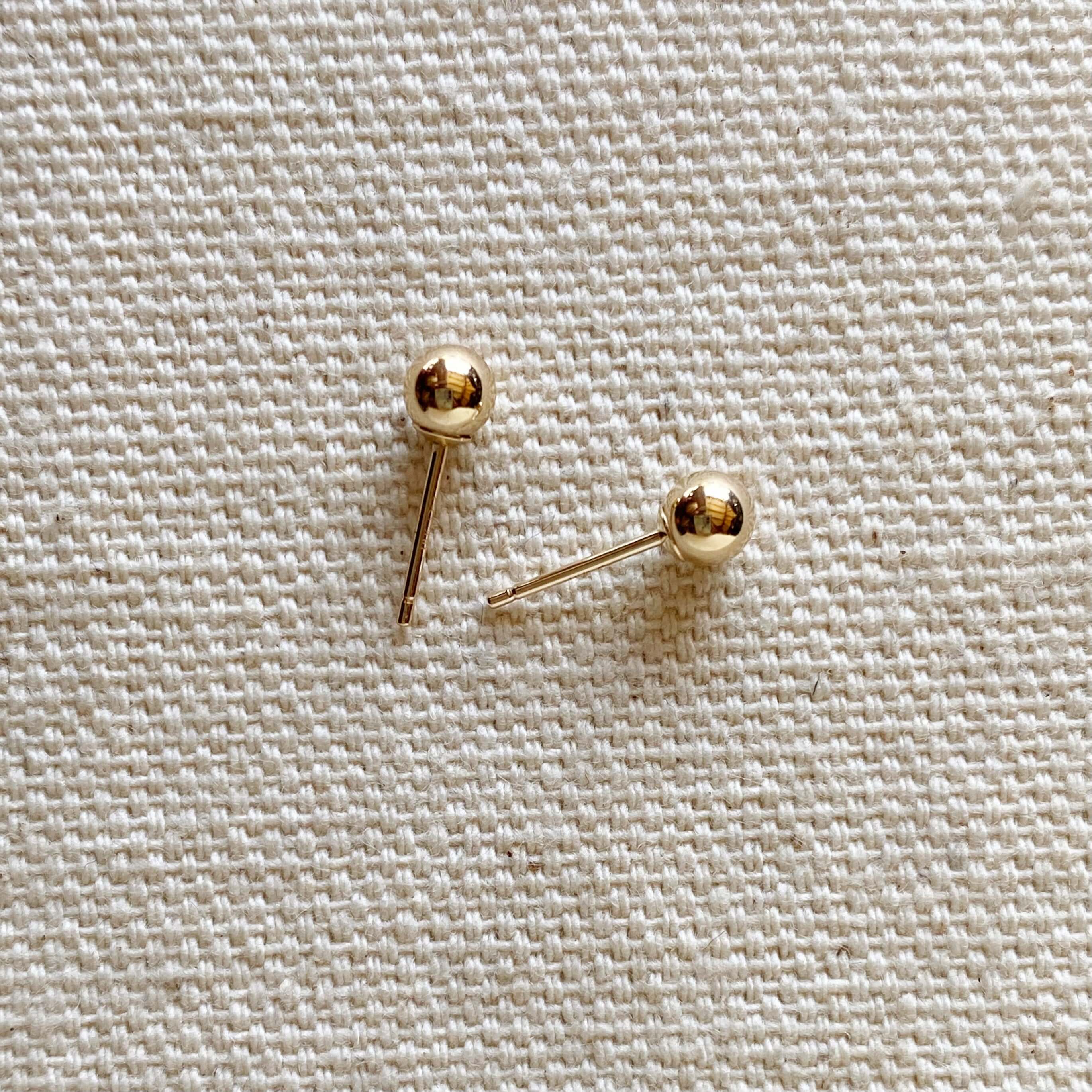 14K Solid Gold 4mm Ball Stud Earrings for Cartilage, Nose, or Lobe Piercing - Hypoallergenic Body Jewelry for Women & Men