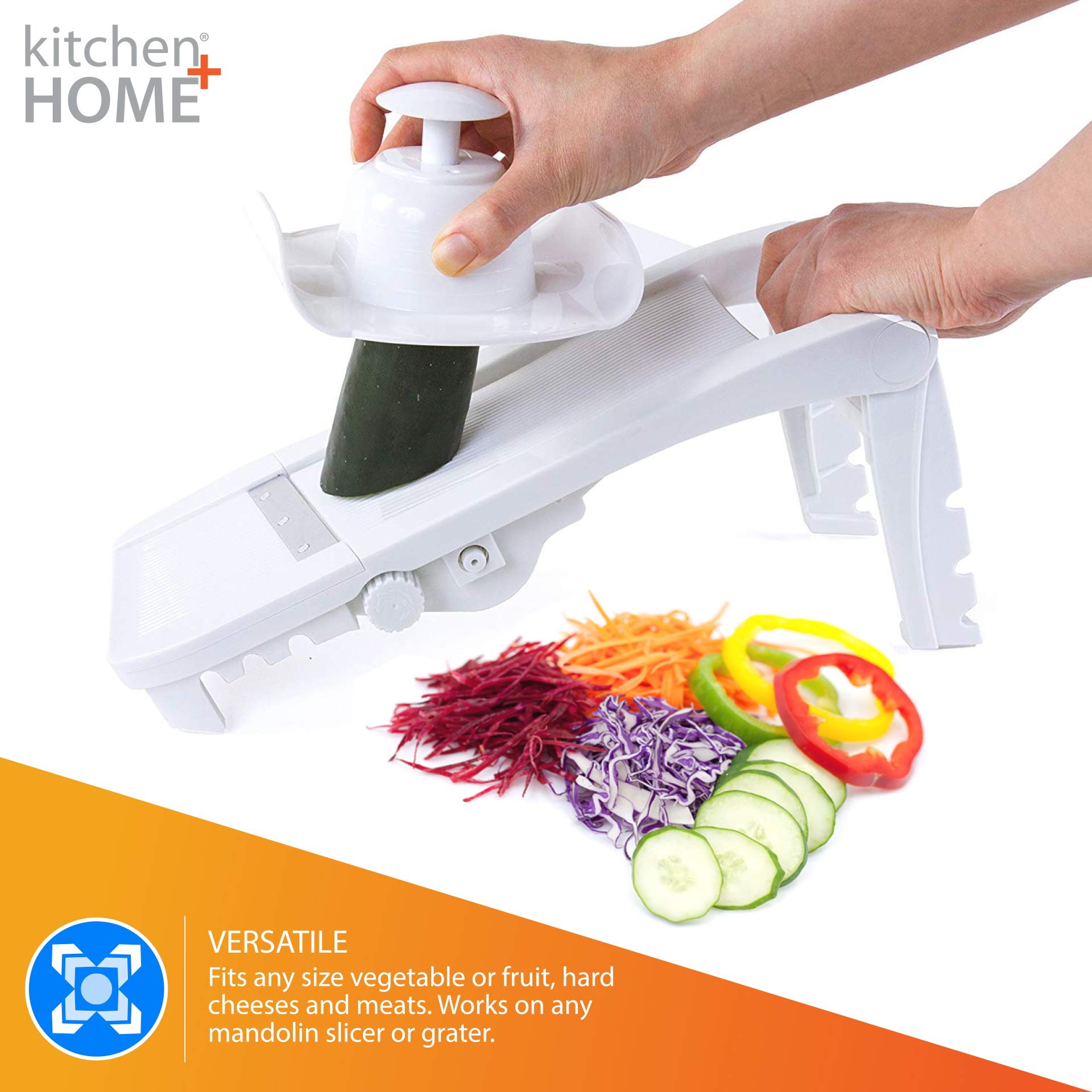 Stainless Steel Mandolin Slicer & Grater Food Safety Holder - Kitchen & Home Use for Safe Vegetable Cutting & Cheese Grating