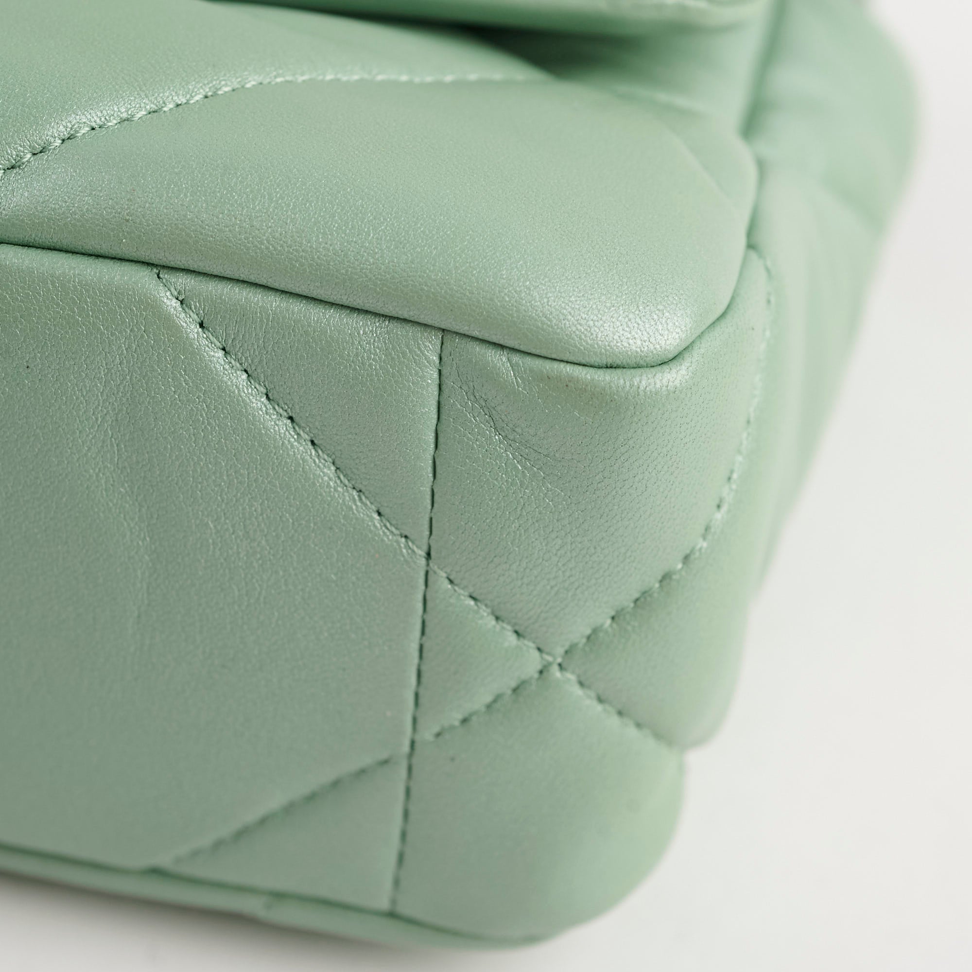 Chanel Small 19 Handbag Iridescent Green Leather Crossbody Bag with Microchip - Perfect for Evening Parties, Date Nights & Luxury Fashion Accessories
