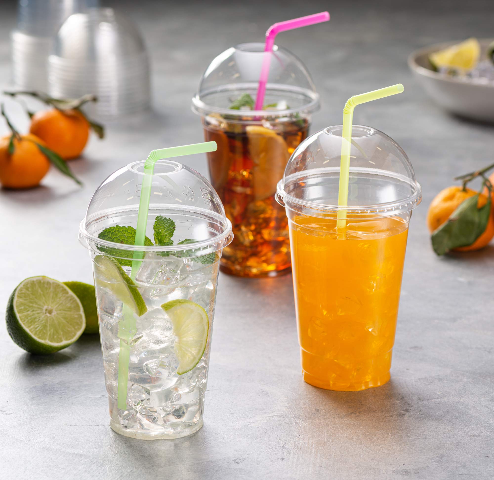 50 Sets - 20 Oz Crystal Clear PET Plastic Cups with Dome Lids for Iced Coffee, Cold Drinks, Milkshakes, Smoothies - Perfect for Parties, Cafes, and Takeout Beverages
