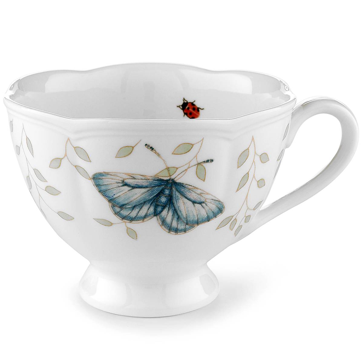 Butterfly Meadow Ceramic Coffee Cup - Floral Garden Tea Mug for Home, Office & Outdoor Picnics