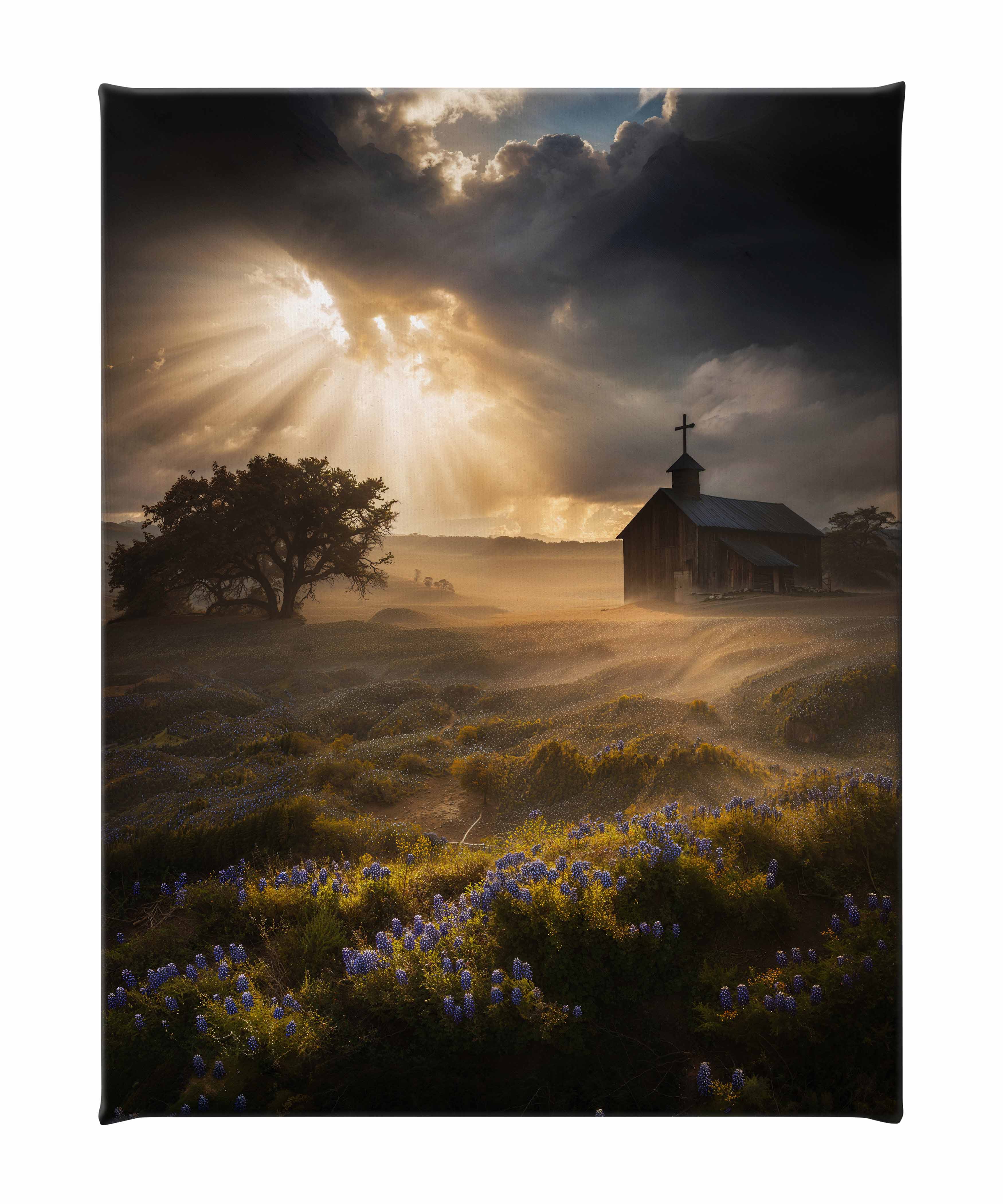 Celestial Rays Over Lone Star Land II - Stunning Galaxy Space Art Print on Gallery Wrapped Canvas - Perfect for Living Room, Bedroom & Office Wall Decor