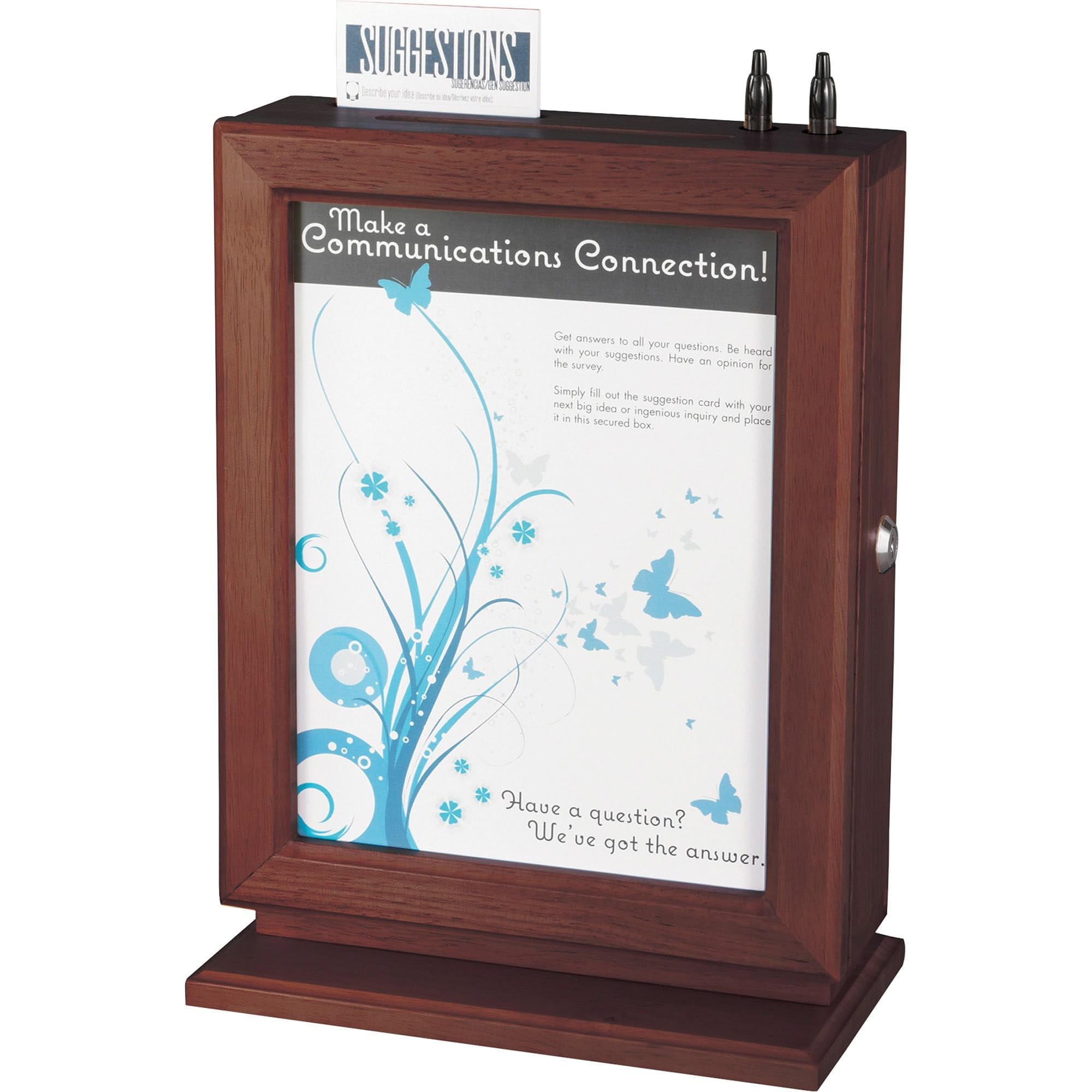 Safco Products 4236MH Customizable Wooden Suggestion Box in Mahogany - Perfect for Offices, Schools, and Businesses to Collect Anonymous Feedback