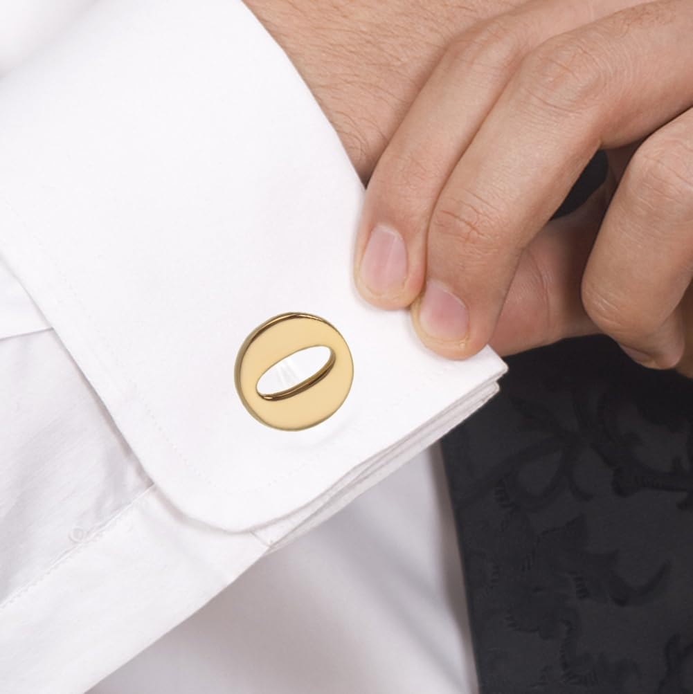 Men's Gold Alphabet Cufflinks - Elegant Initial Letter Cuff Links Set with Gift Box - Perfect for Weddings, Business Meetings & Formal Events