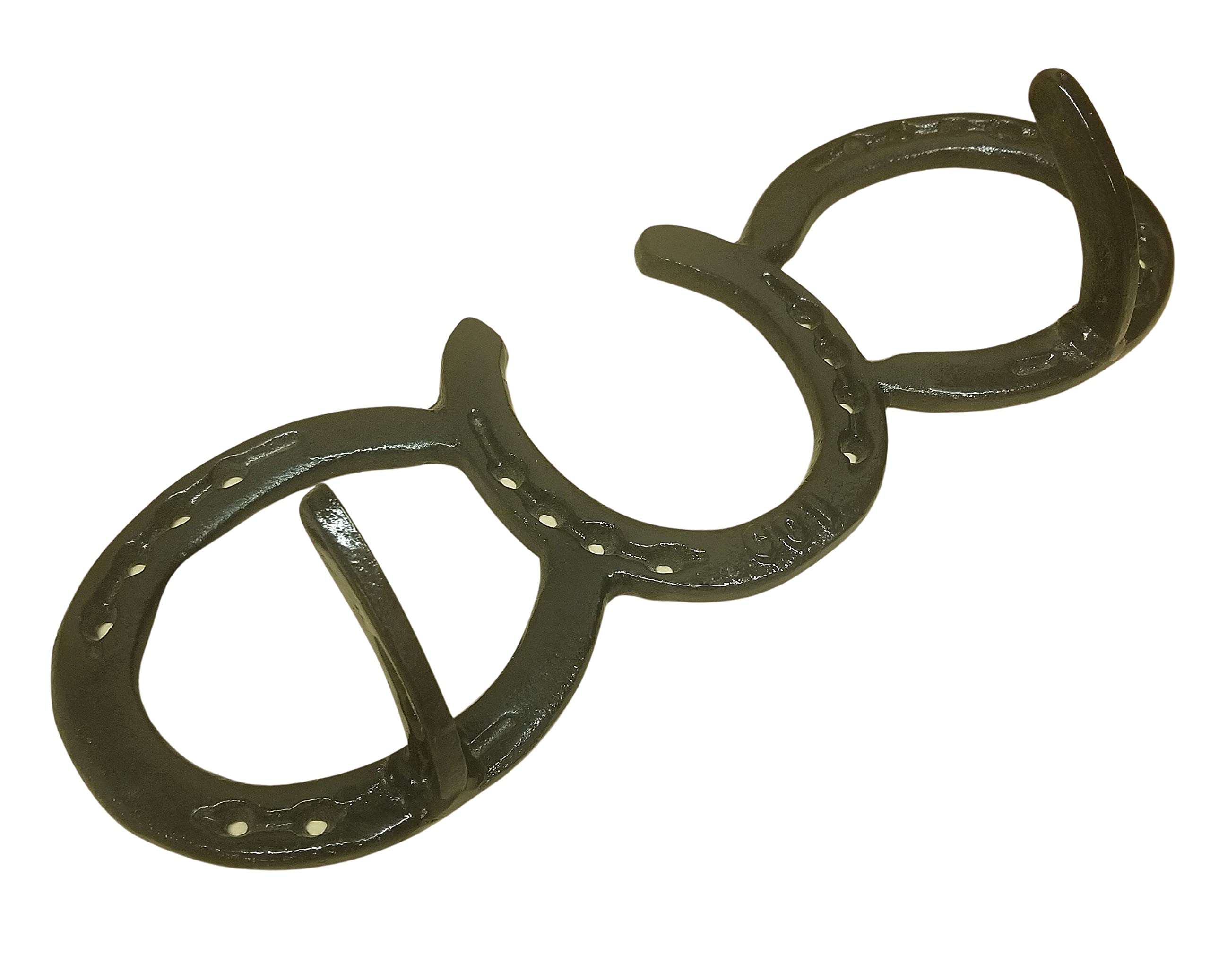 Double Hook Cast Iron Horseshoes Wall Mount - Glossy Black with Hardware - Perfect for Farmhouse Decor, Western Themed Rooms & Rustic Home Accessories