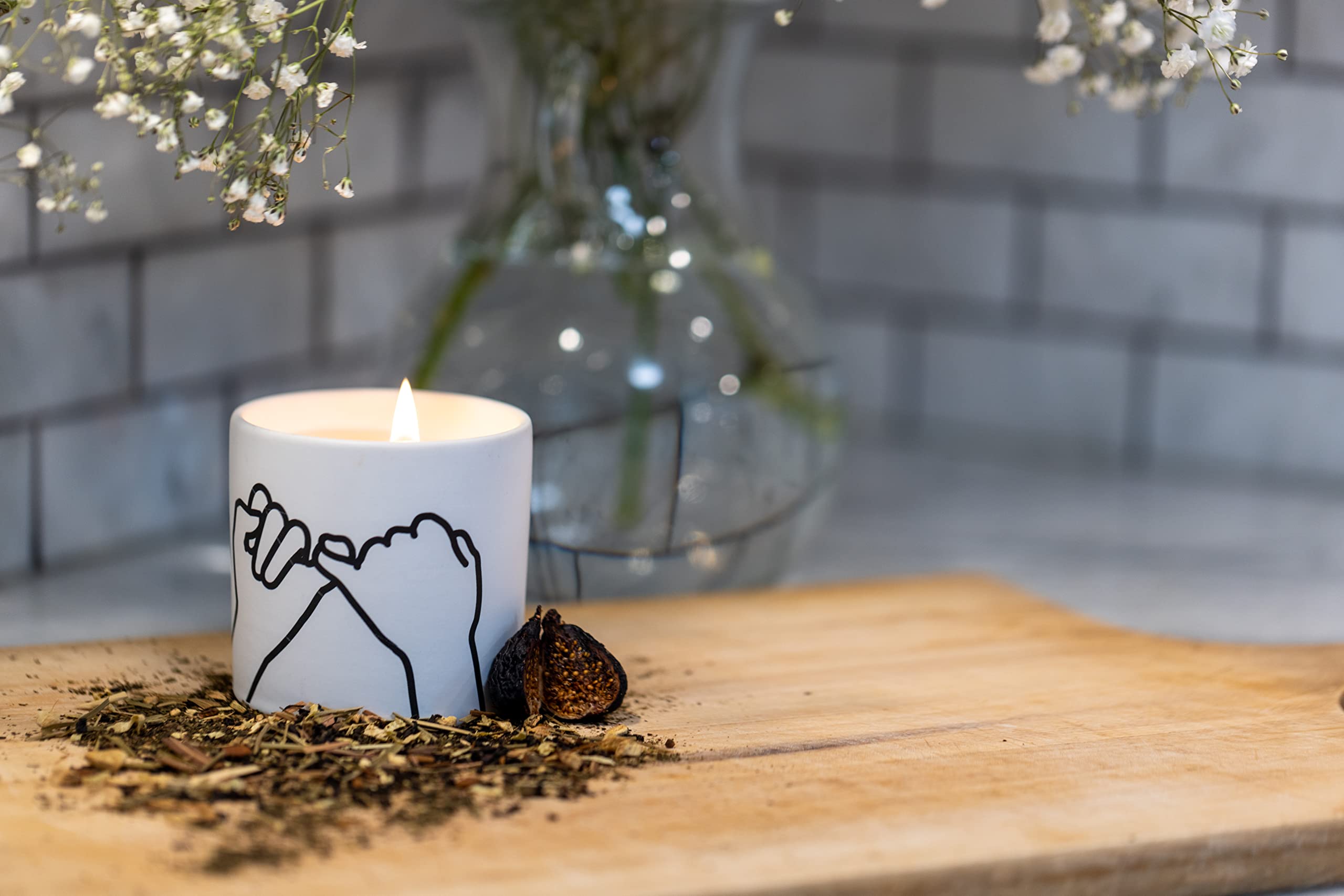 Paddywax Scented Candles - Matte Ceramic Impressions Collection Artisan Candle, 5.75-Ounce, Pinky Promise Fragrance | Handmade Soy Wax Candle for Home Decor, Relaxation & Romantic Ambience