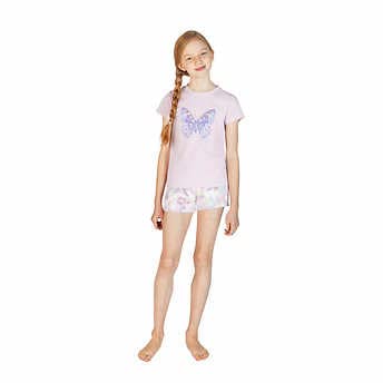 Youth 4-Piece Lounge Set - Butterfly Pink Gray | Small Size (7/8 Years) | Perfect for Kids' Bedroom or Playroom