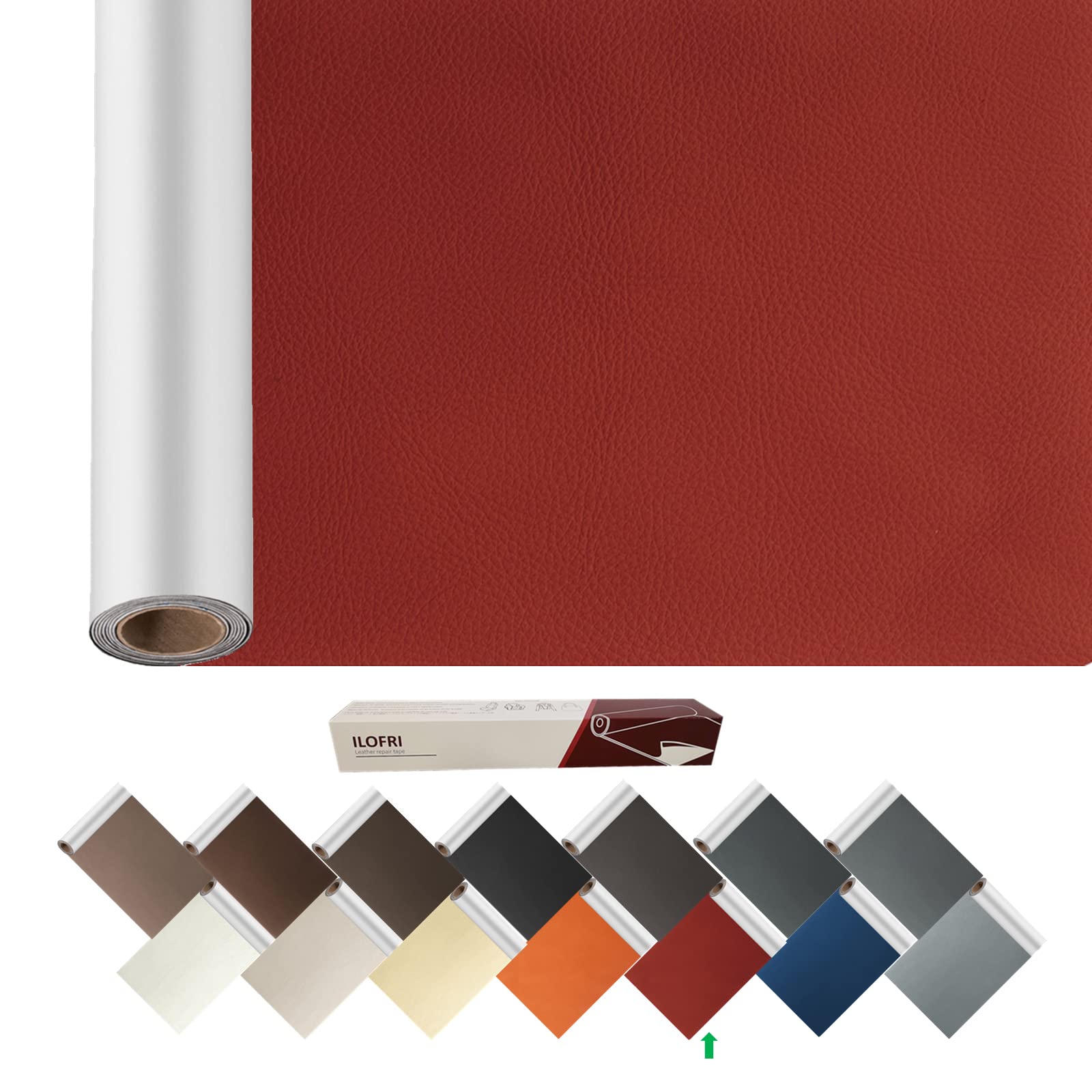 ILOFRI 60x17 Inch Leather Repair Patch Tape - Durable Self-Adhesive Vinyl & Leather Repair Kit for Couch, Car Seat, Boat Seats, Furniture, Sofa, Chair (Dark Red) | Perfect for Home, Office & Vehicle Upholstery Repairs