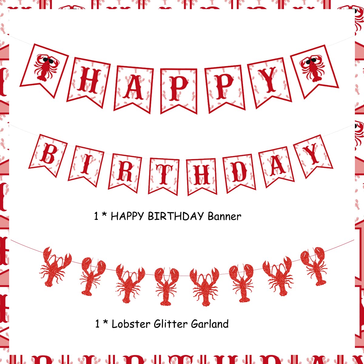 Lobster & Crawfish Birthday Banner - Fun Summer BBQ Party Decorations for Adults & Kids | Perfect for Birthday Parties, Picnics, and Seafood-Themed Events