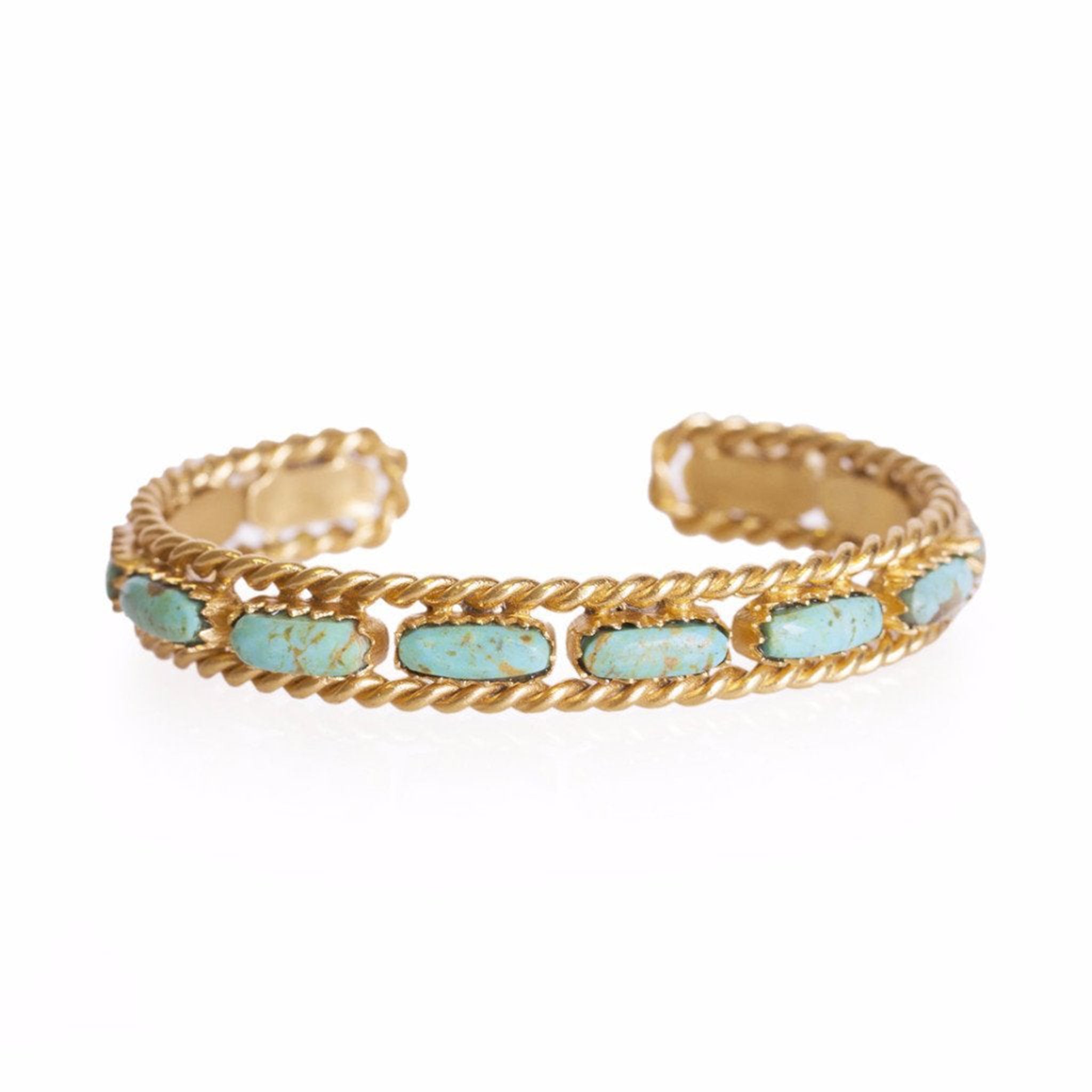Turquoise Cable Bangle Bracelet - Elegant Handmade Jewelry for Women, Boho Style Accessories for Casual & Party Wear