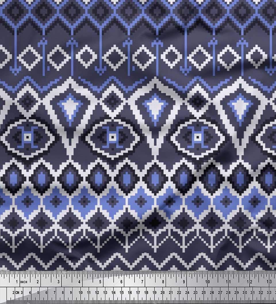 Soimoi Moss Georgette Brown Fabric by The Yard - 42 Inch Wide Aztec Geometric Printed Material for Dresses, Curtains & Home Decor | Tribal Contemporary Fashion Fabric
