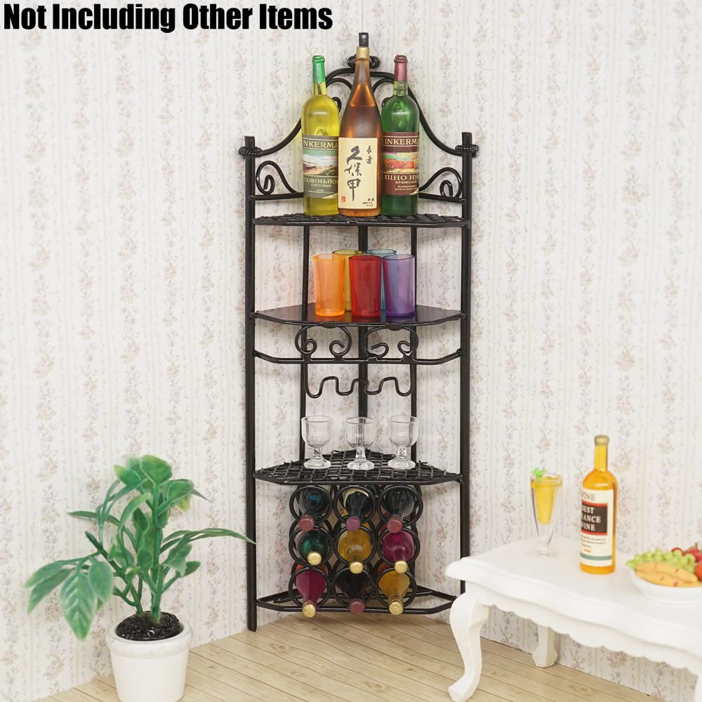 Odoria 1/12 Scale Miniature Wooden Wine Rack for Dollhouse - Black Display Shelf - Perfect for Dollhouse Decor, Mini Bar Setup & Collectible Display