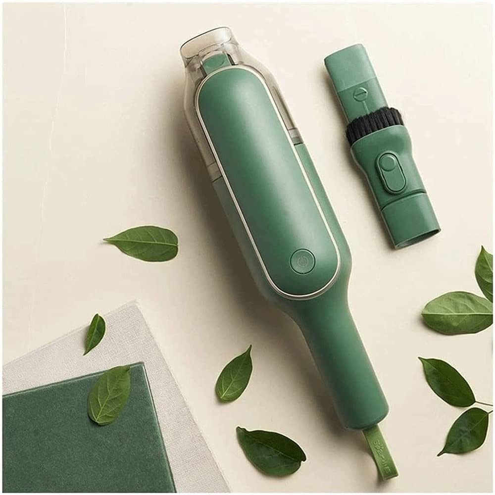 MZLXDEDIAN Cordless Handheld Vacuum Cleaner - Rechargeable, Lightweight (2.2 lbs), Powerful Suction for Car & Home Use - Mini Vacuum with LED Light, Cleaning Brush & Storage Bag (Green) - Perfect for Car Seats, Pet Hair Removal & Quick Home Cleaning