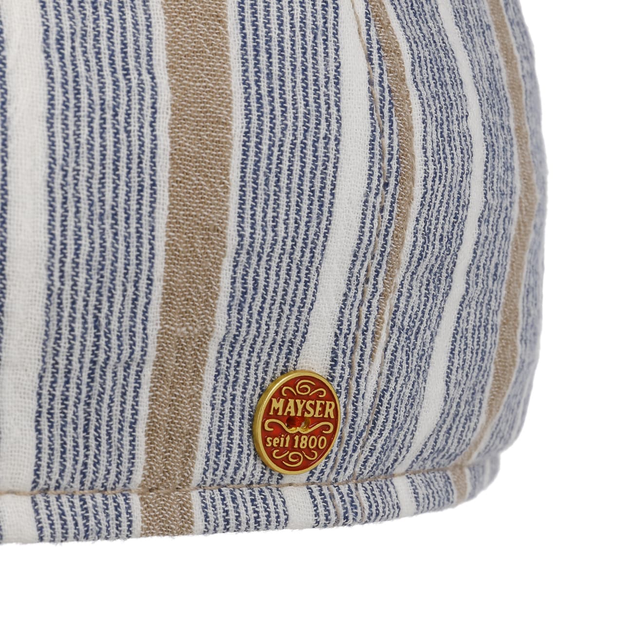 Mayser Paddy Two Stripes Cotton Flat Cap - Classic Men's Hat for Casual Outfits, Outdoor Activities & Vintage Style