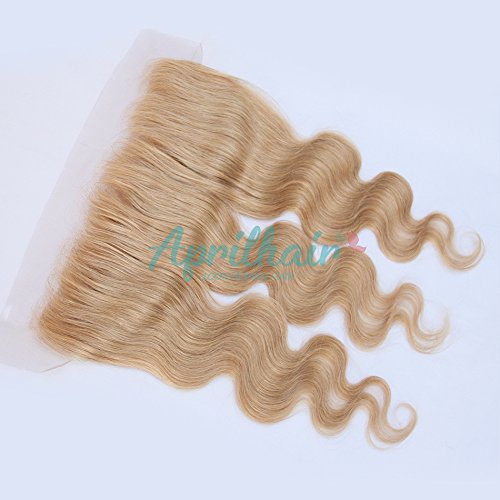 8A Pre Plucked 13x4 Lace Frontal with 3 Bundles - #27 Honey Blonde Brazilian Virgin Human Hair Body Wave Closure (12+14+16+18 Inch) | Natural Looking Hairline for Daily Wear & Special Occasions
