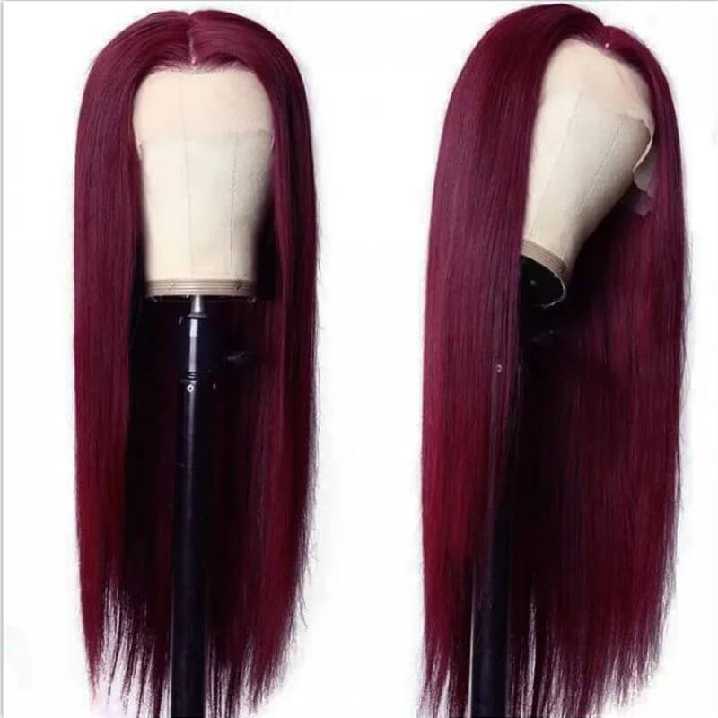 Eullair Pre-Colored Dark #99J Burgundy Frontal Wig - Natural Looking Human Hair Lace Front Wig for Women | Perfect Fall Color for Daily Wear, Parties & Special Occasions