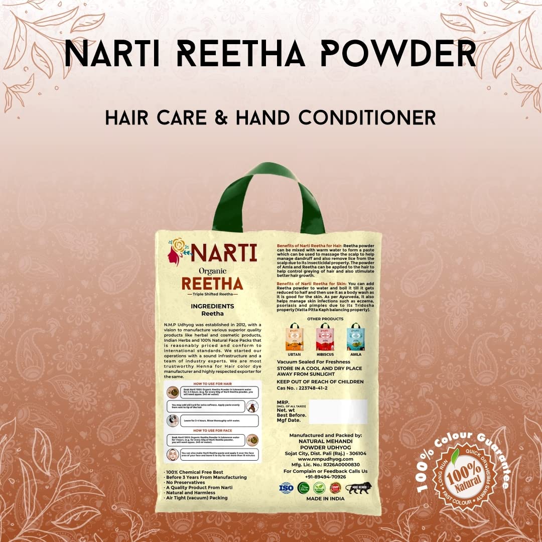 Organic Reetha Powder for Hair Growth & Care - 500g | Natural Soapnut Powder for Smooth & Shiny Hair | Promotes Hair Strength & Scalp Health | Ideal for DIY Hair Wash, Shampoo & Scalp Treatment at Home