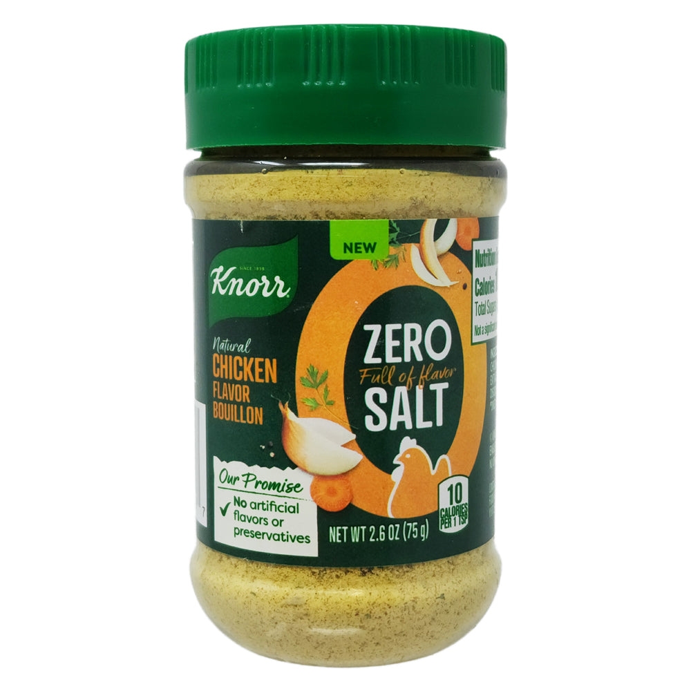 Knorr Zero Salt Chicken Flavor Bouillon 2.6oz - Low Sodium Seasoning for Soups, Rice & Healthy Cooking - Perfect for Heart-Healthy Diets & Flavorful Meals
