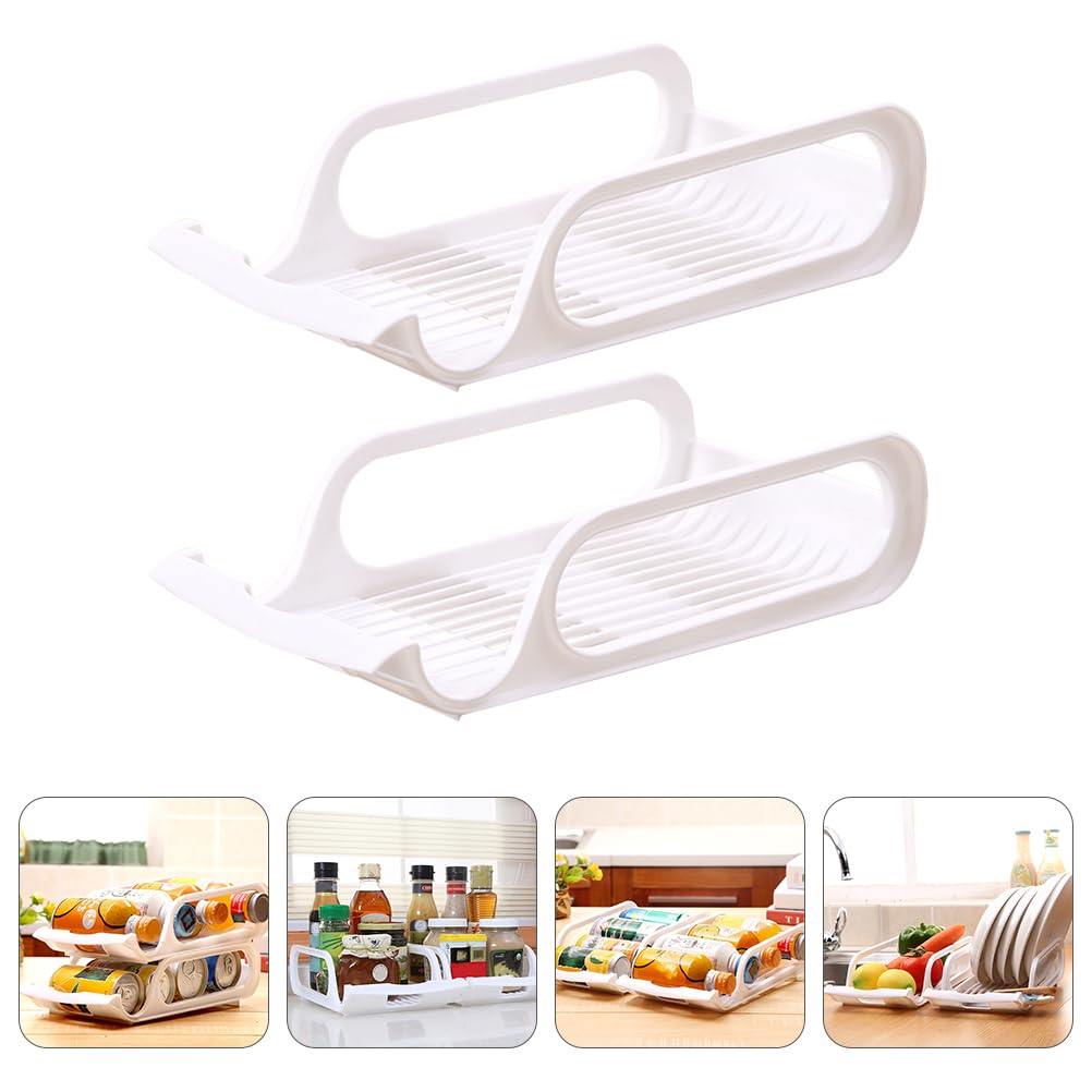 2-Pack Stackable Plastic Can Organizer with Handles - Pantry & Kitchen Storage Solution for Canned Food - Space-Saving Cabinet & Countertop Organizer (White) - Perfect for Home, Restaurant & Office Organization