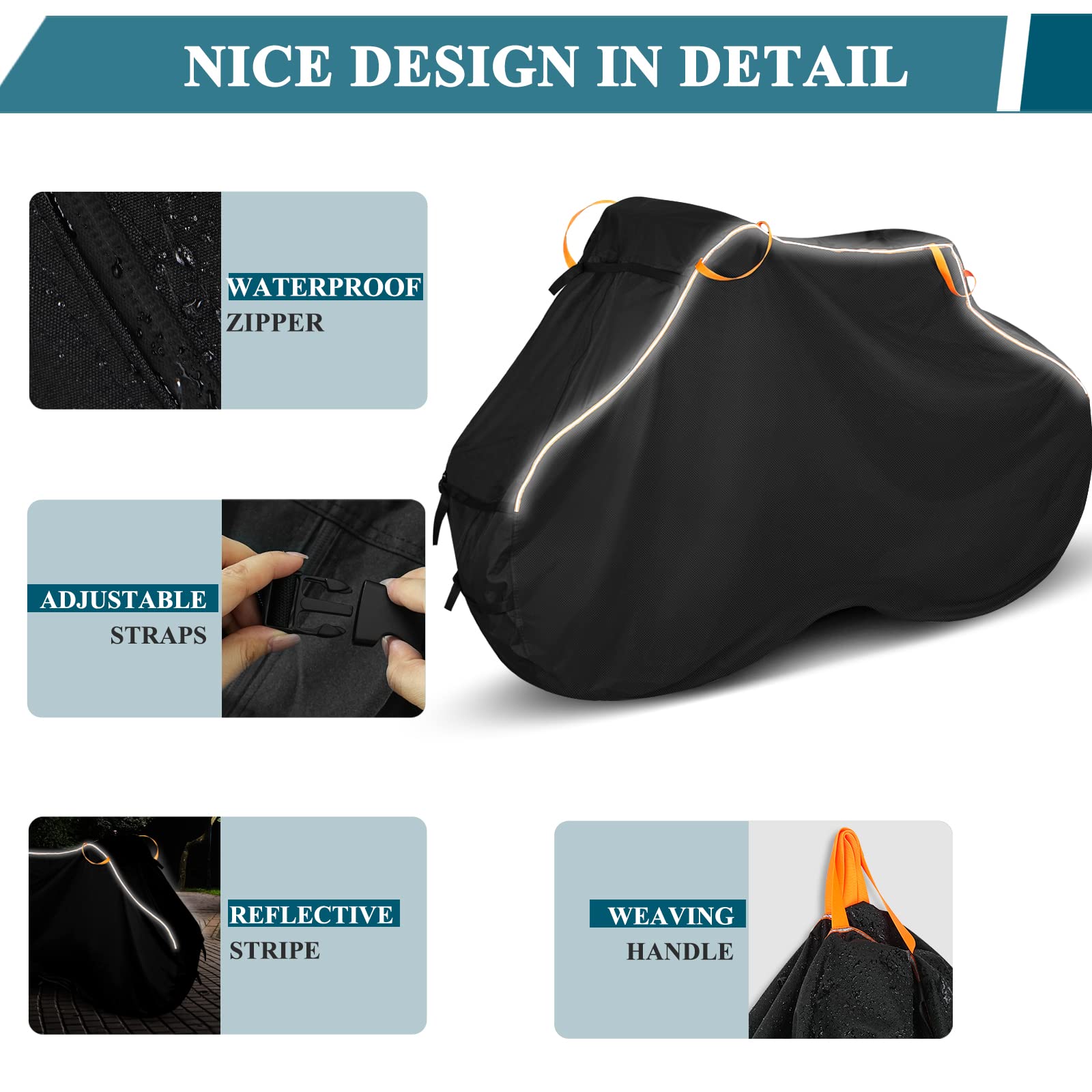 Heavy Duty 600D Oxford Bike Cover for 2 Bikes - Waterproof Tear-Resistant Bicycle Transport Cover with Adjustable Cargo Net - Perfect for Rear Bike Rack Protection During Travel & Outdoor Adventures