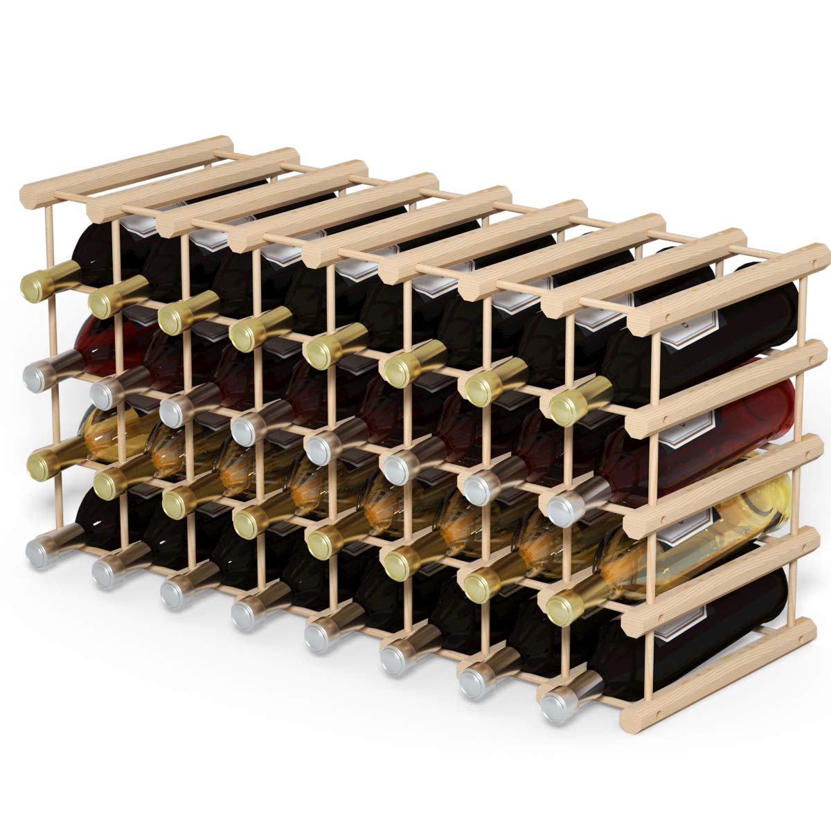 GiantexUK 36 Bottle Wooden Wine Rack - Freestanding Wine Display Shelf & Organizer for Home, Restaurant, Bar, Wine Cellar - Perfect for Kitchen, Dining Room & Entertaining Areas