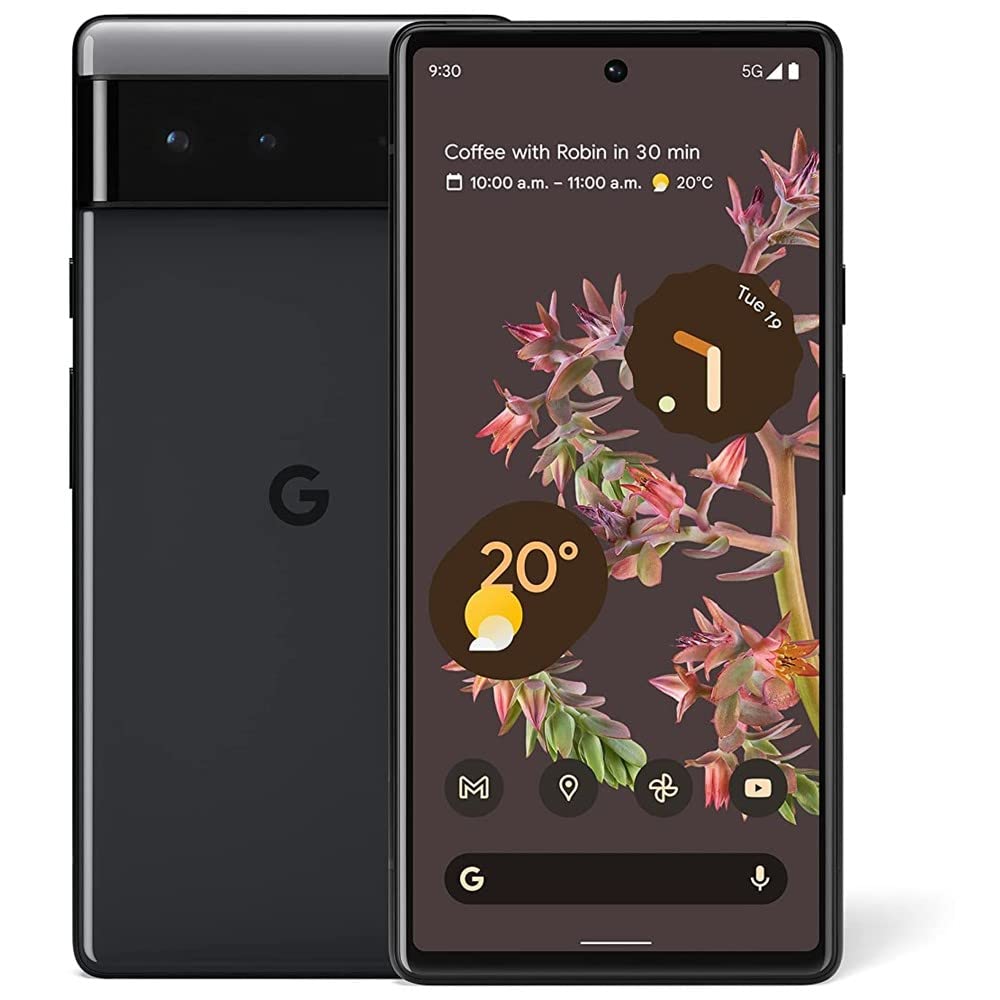 Google Pixel 6 Unlocked 5G Smartphone - 128GB Stormy Black with Dual Camera for Photography & Travel