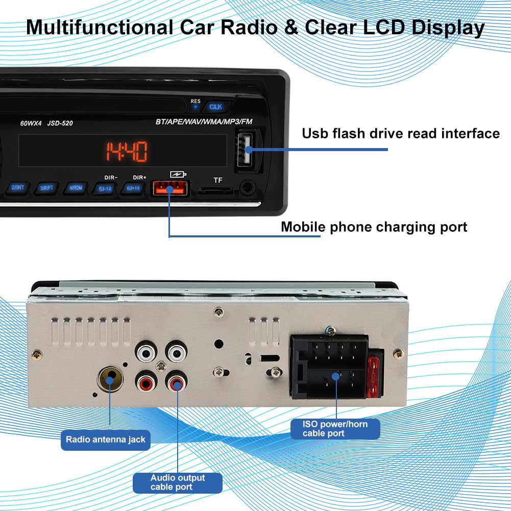 Bluetooth Single Din Car Stereo Receiver with Hands-Free Calling & App Control | AM/FM Radio, Dual USB, SD, AUX Input | No CD Player | Perfect for Commuting, Road Trips & Upgrading Older Vehicles