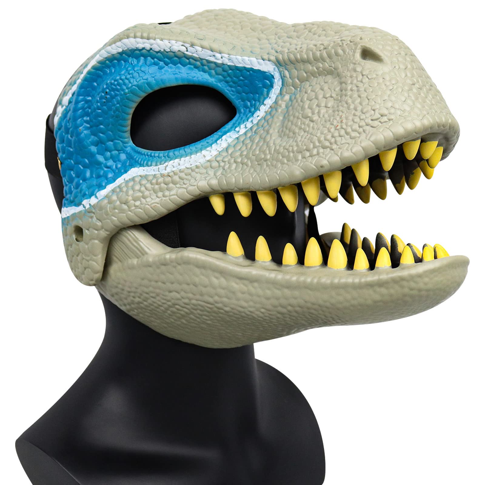 Realistic Dinosaur Mask for Kids - Hard Plastic Cosplay Mask with Moving Jaw, Eye & Nose Openings & Secure Strap - Perfect for Halloween, Costume Parties & Role Play Games