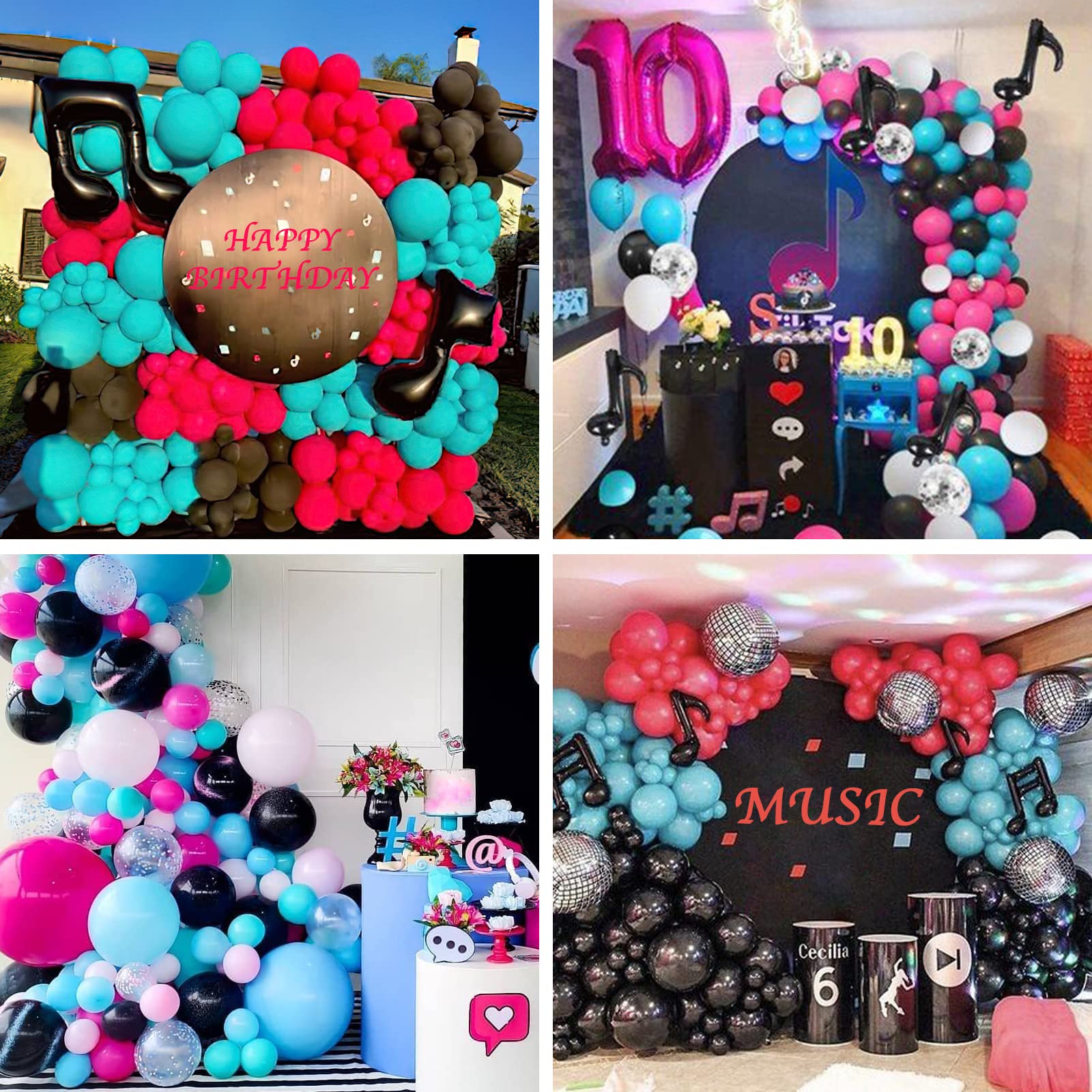 TikTok Birthday Party Decorations Kit - 140pcs Party Supplies with Balloon Arch & 4 Music Note Balloons - Happy Birthday Banner for TikTok Themed Party - Perfect for Music Lovers, Social Media Celebrations & Teen Birthday Decor