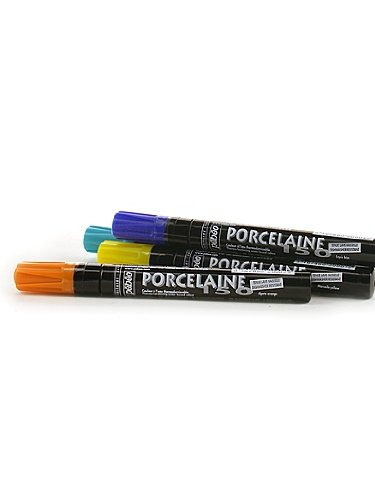 Pebeo Porcelaine 150 Markers Agate Orange Fine Tip Porcelain Paint Pens [Pack of 3] - Perfect for Ceramic Painting, Glass Decorating & DIY Craft Projects