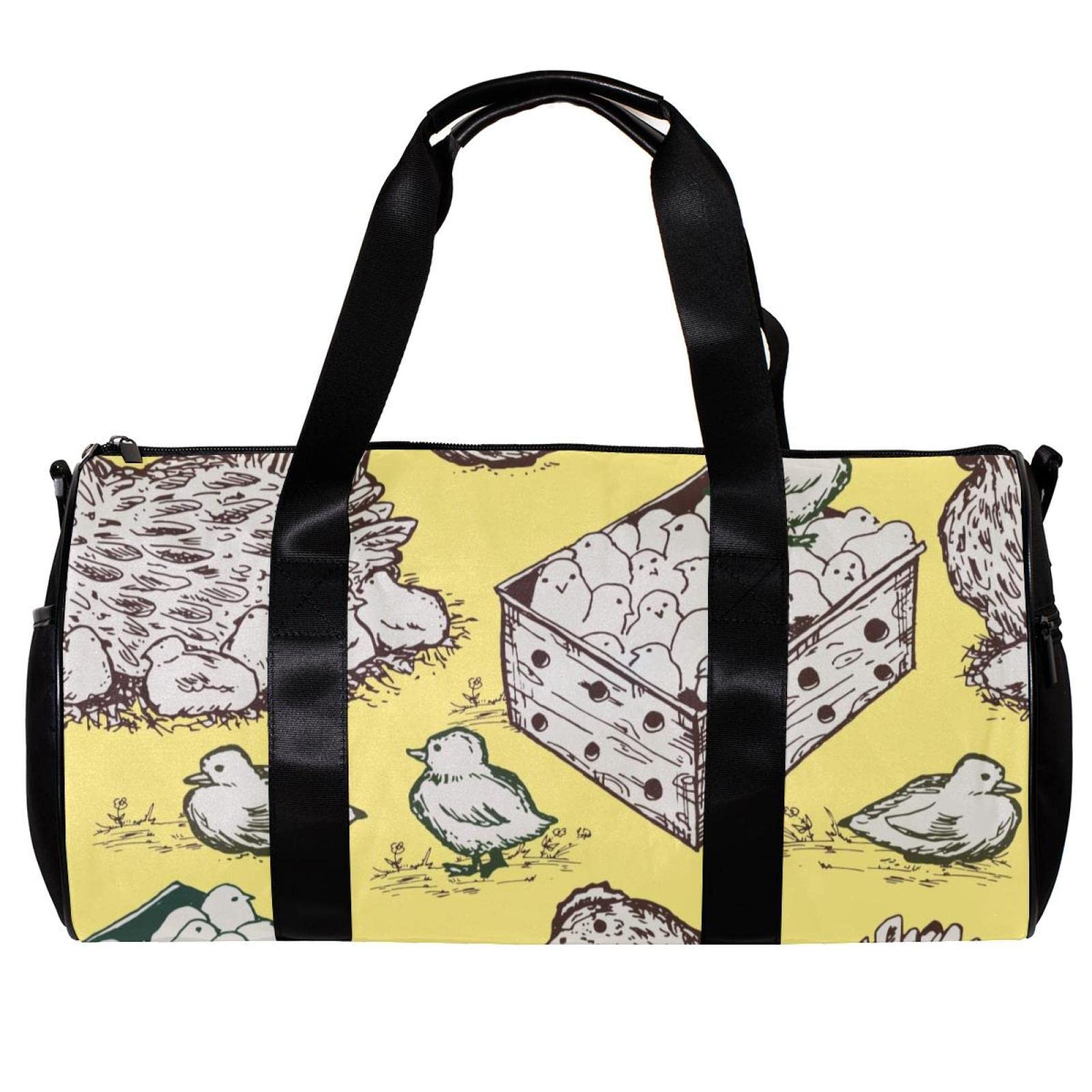 Gym Duffle Bag for Women & Men - Large Sports Duffel Bag with Eggshell Pattern in Light Yellow | Perfect for Gymnastics, Workout, Travel & Gym Accessories Storage